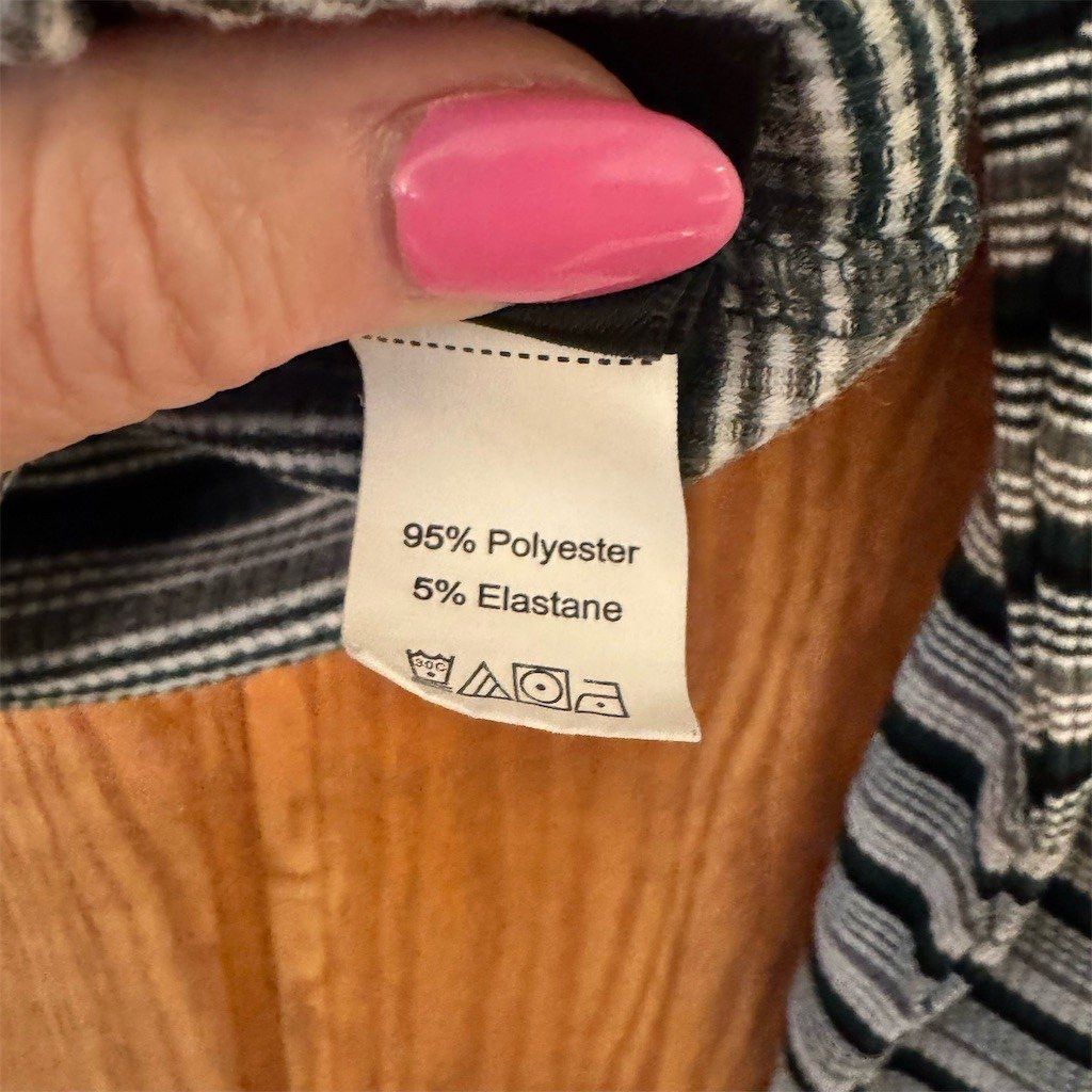 Shein SHEIN Crop Top Womens Size M Green White Black Striped Ribb Size M / US 6-8 / IT 42-44 - 5 Thumbnail