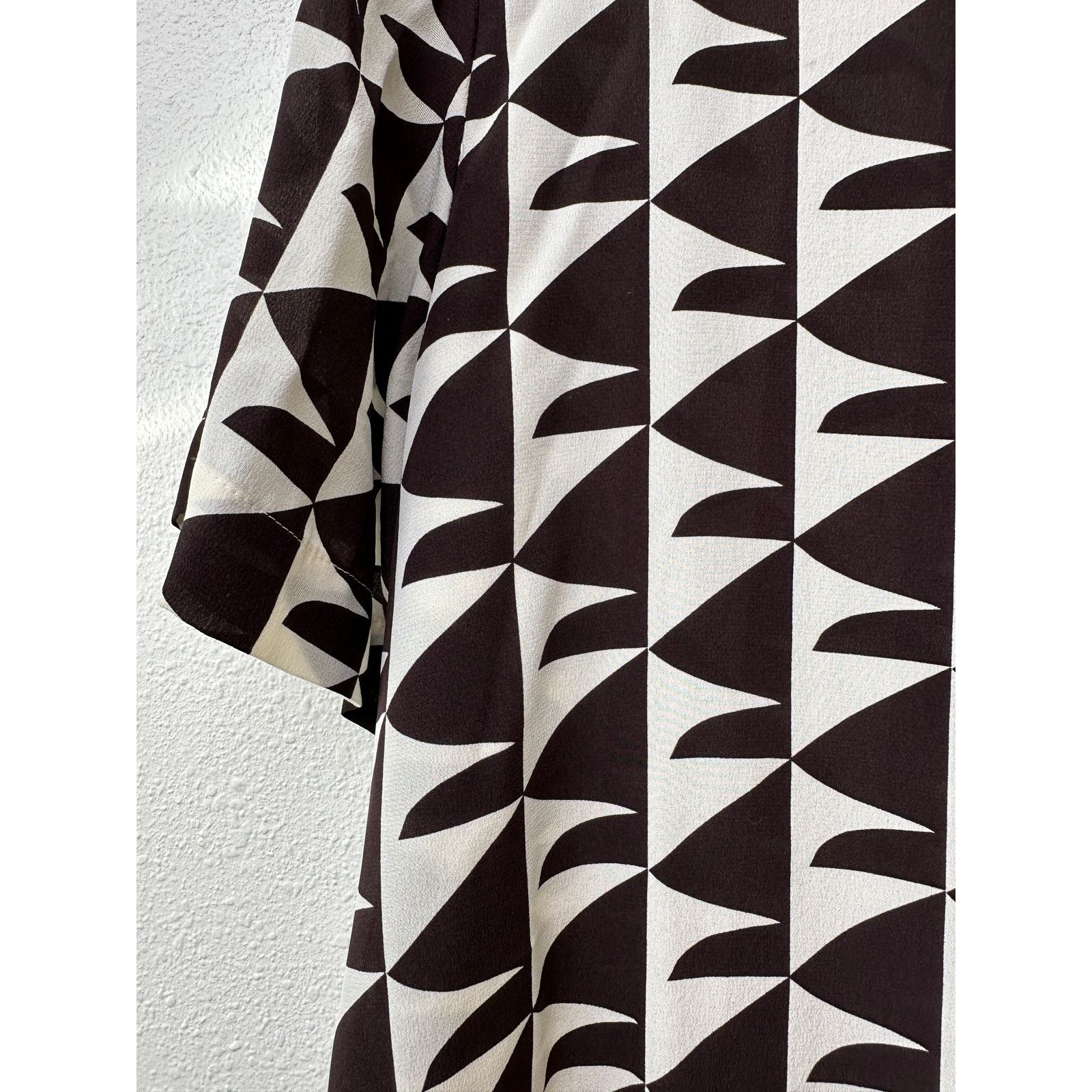 Matteau Matteau Cream Brown Geometric Silk Button Front Shirt US 10 Size L / US 10 / IT 46 - 6 Thumbnail