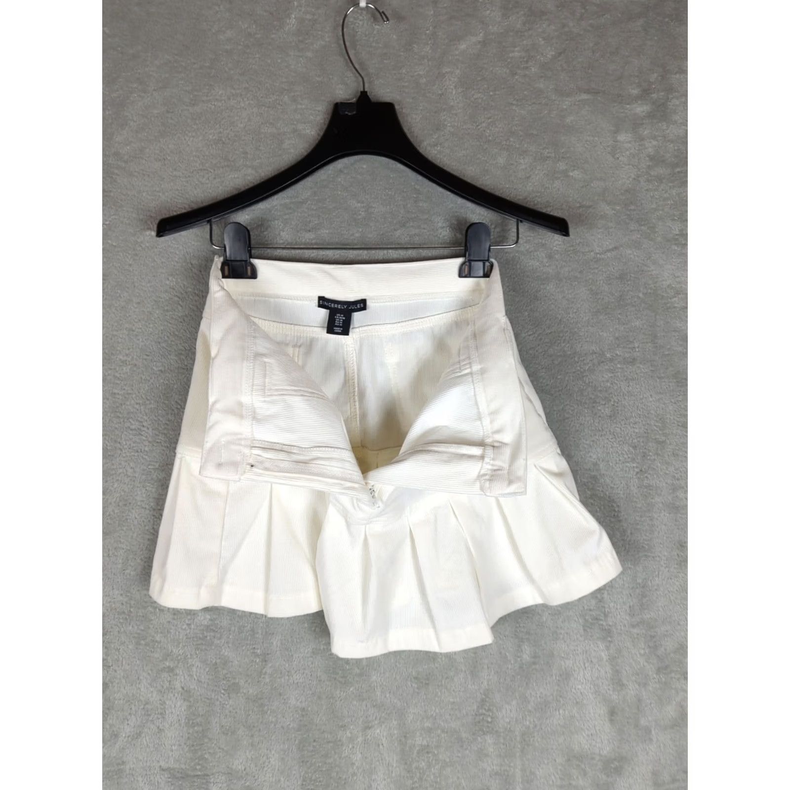 Vintage Sincerely Jules Skirt Mini Corduroy Pleated White Winter Medium M Womens Pockets Short Fall Winter Academia Preppy Zip Size 32" / US 10 / IT 46 - 6 Thumbnail