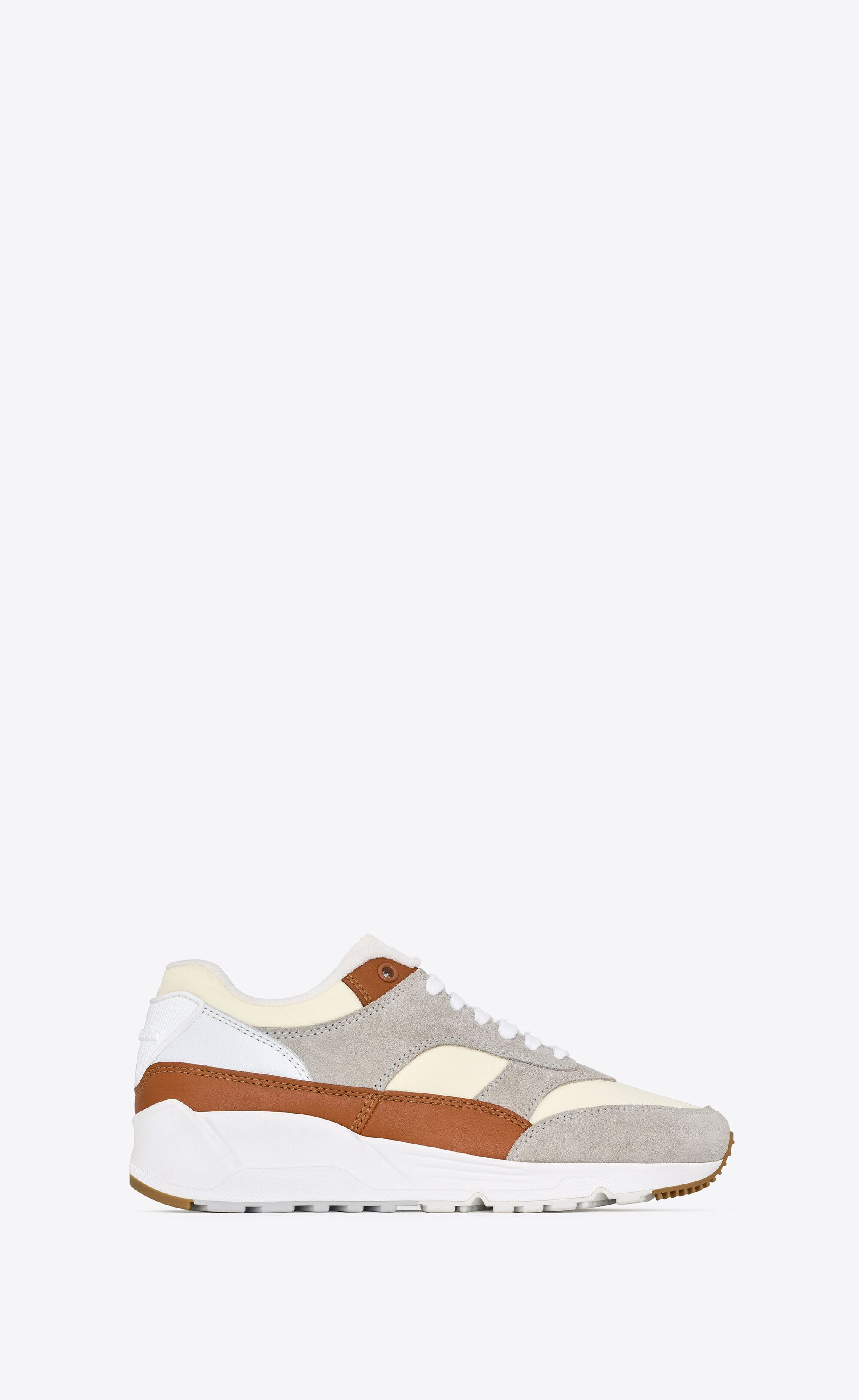 Saint Laurent Paris bump sneakers in nylon, suede and leather white/air grey and honey Size US 8 / EU 41 - 1 Thumbnail