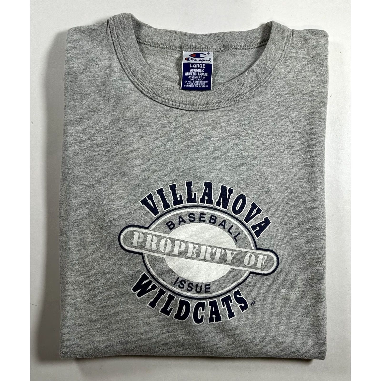 Champion VINTAGE Champion Villanova Wildcats Baseball Property Of Tee Large Gray Shirt Mens Size US L / EU 52-54 / 3 - 2 Thumbnail