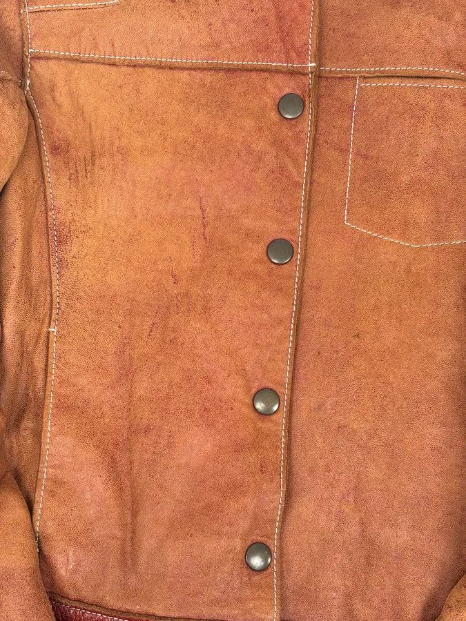 Dolce & Gabbana 1990s Dolce & Gabbana Red Eroded Trucker Leather Jacket Size M / US 6-8 / IT 42-44 - 8 Thumbnail
