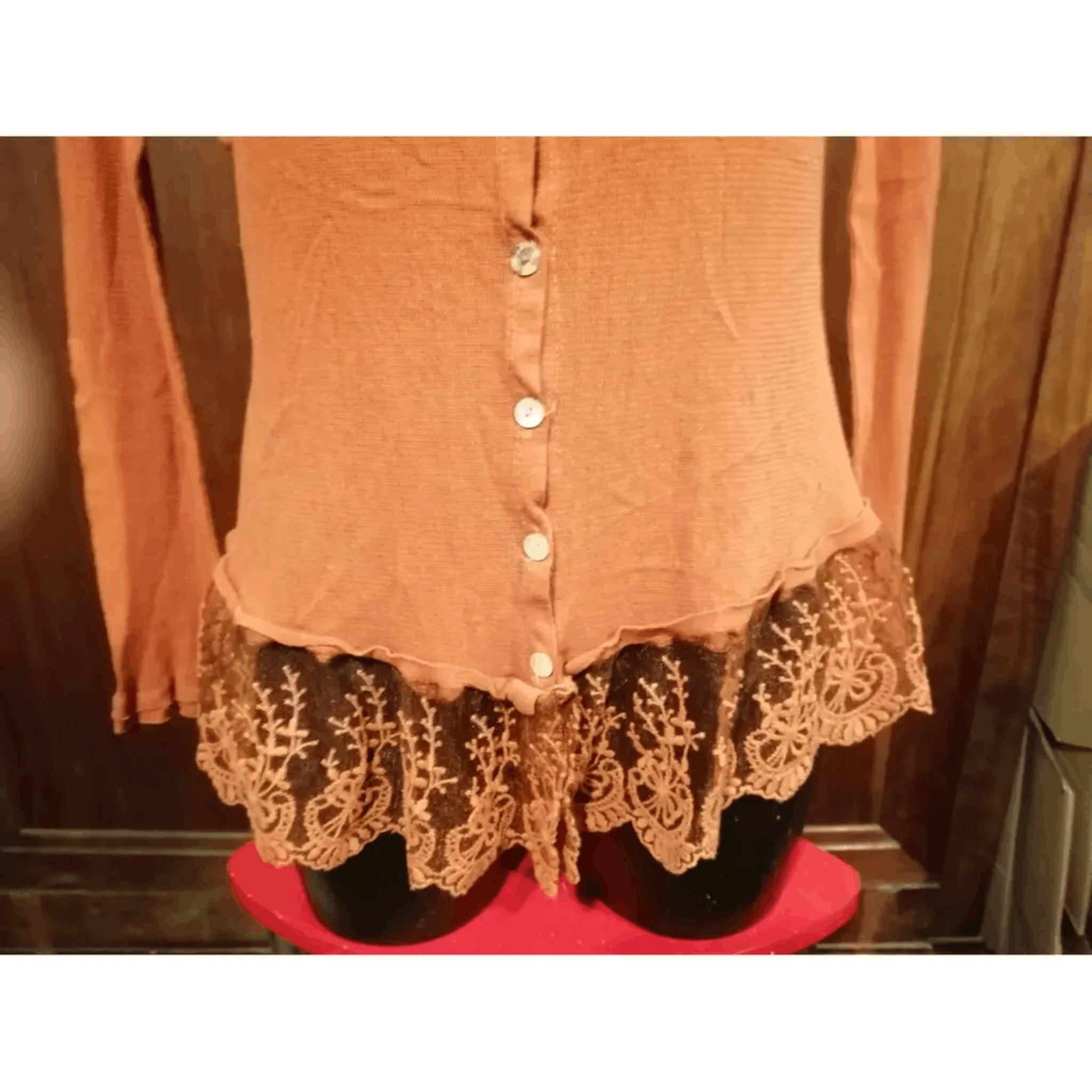 Other Vintage Orange Lace Trim Button-Up Top Size M / US 6-8 / IT 42-44 - 8 Thumbnail