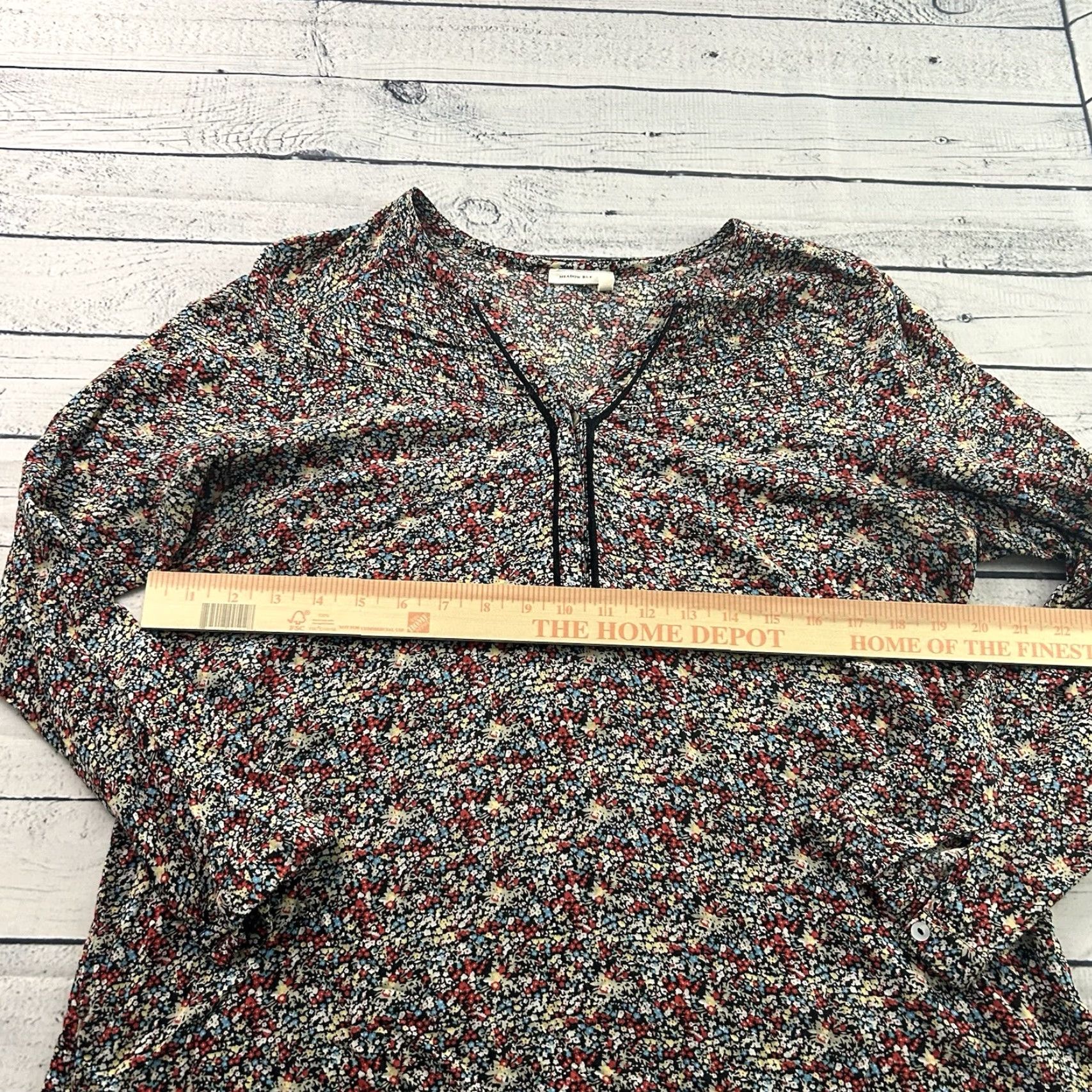 Vintage Meadow Rue Floral Long Sleeve Blouse Women's S Black Shirt Size S / US 4 / IT 40 - 3 Thumbnail