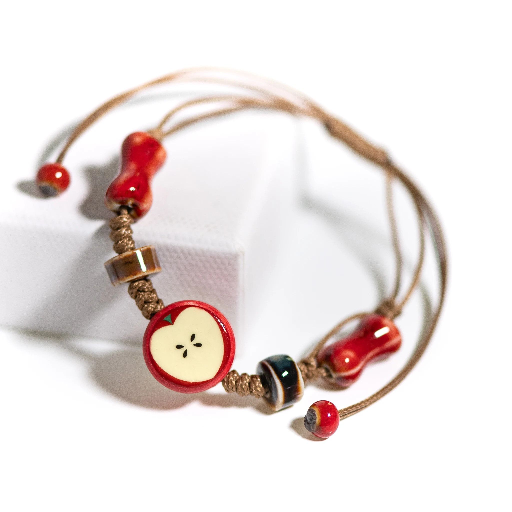 Handmade Apple Ceramic Bracelet Handmade Jewelry Gift For Her Size ONE SIZE - 3 Thumbnail