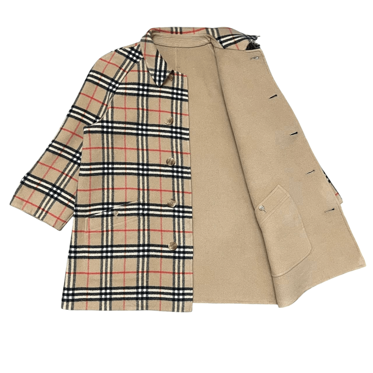 Vintage 90's Burberry Nova Check Reversible Wool Coat