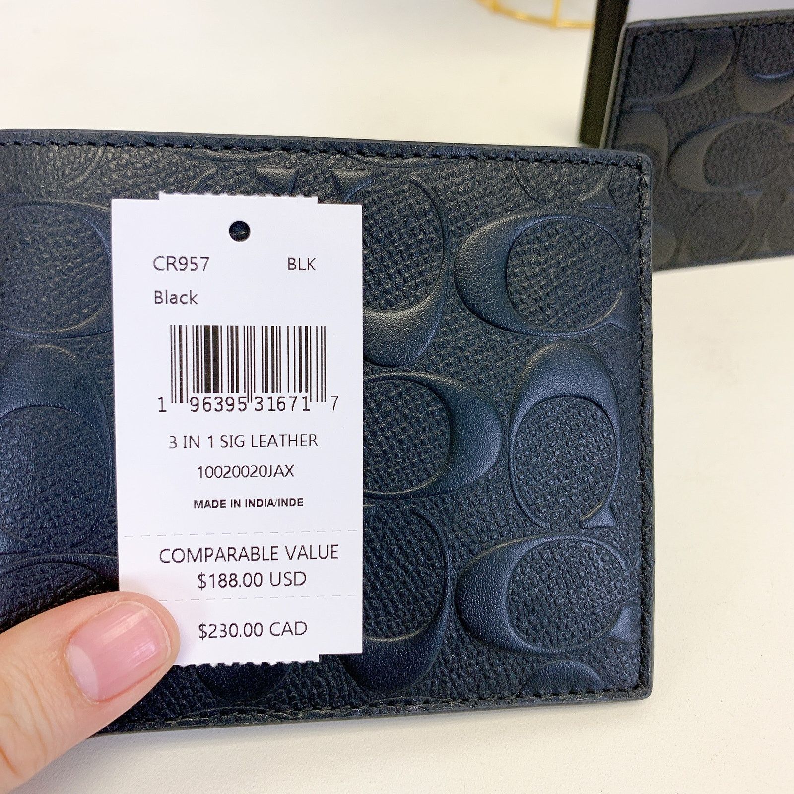Coach Coach CR957 3 In 1 Wallet In Signature Leather IN Black Size ONE SIZE - 5 Thumbnail