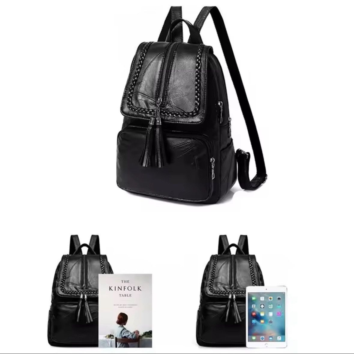 Japanese Brand Women Backpack School Bag Classic Black Waterproof Size ONE SIZE - 3 Thumbnail