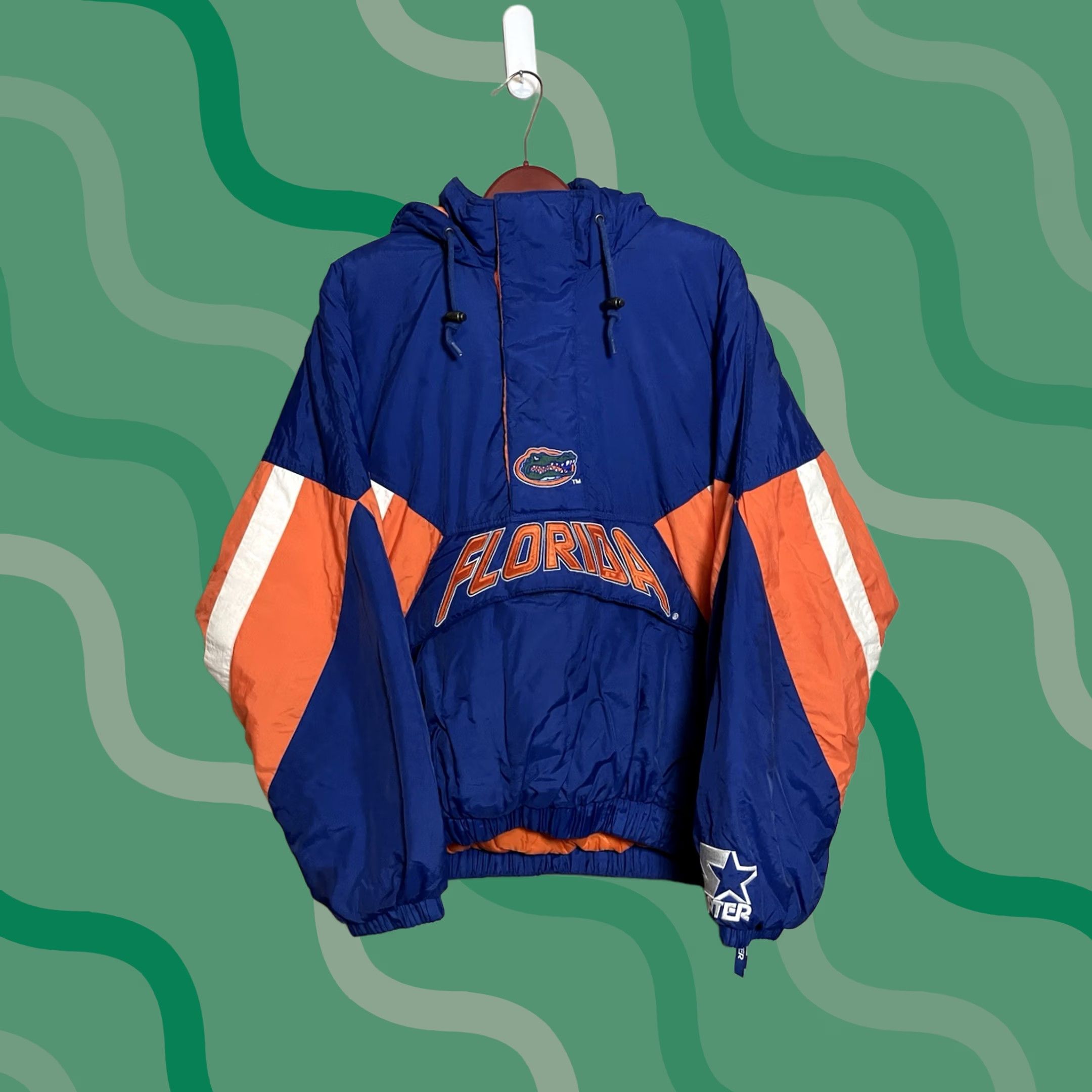 Starter VINTAGE Starter Florida Gators Hooded Puffer Jacket NCAA Half Zip XL Men Blue & Orange Embroidered Logo Size US XL / EU 56 / 4 - 1 Thumbnail