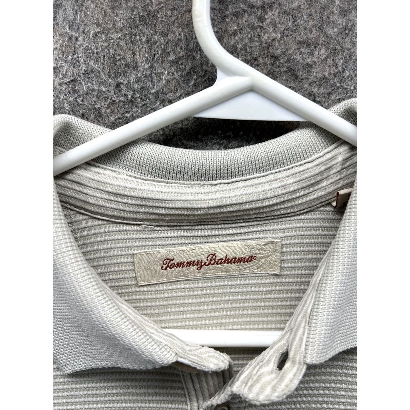 Tommy Bahama Tommy Bahama Polo Shirt Mens S Gray Stripe Modal Casual Knit Short Sleeve Shirt Size US S / EU 44-46 / 1 - 2 Thumbnail