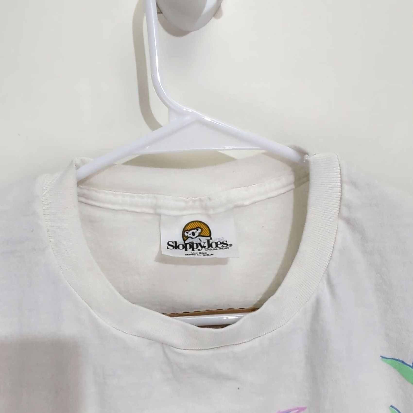 Vintage VINTAGE Sloppy Joes T-Shirt Shirt L White Floral Art Bird Print 1990s Womens Mens Girls Boys (adjusted) Size L / US 10 / IT 46 - 3 Thumbnail