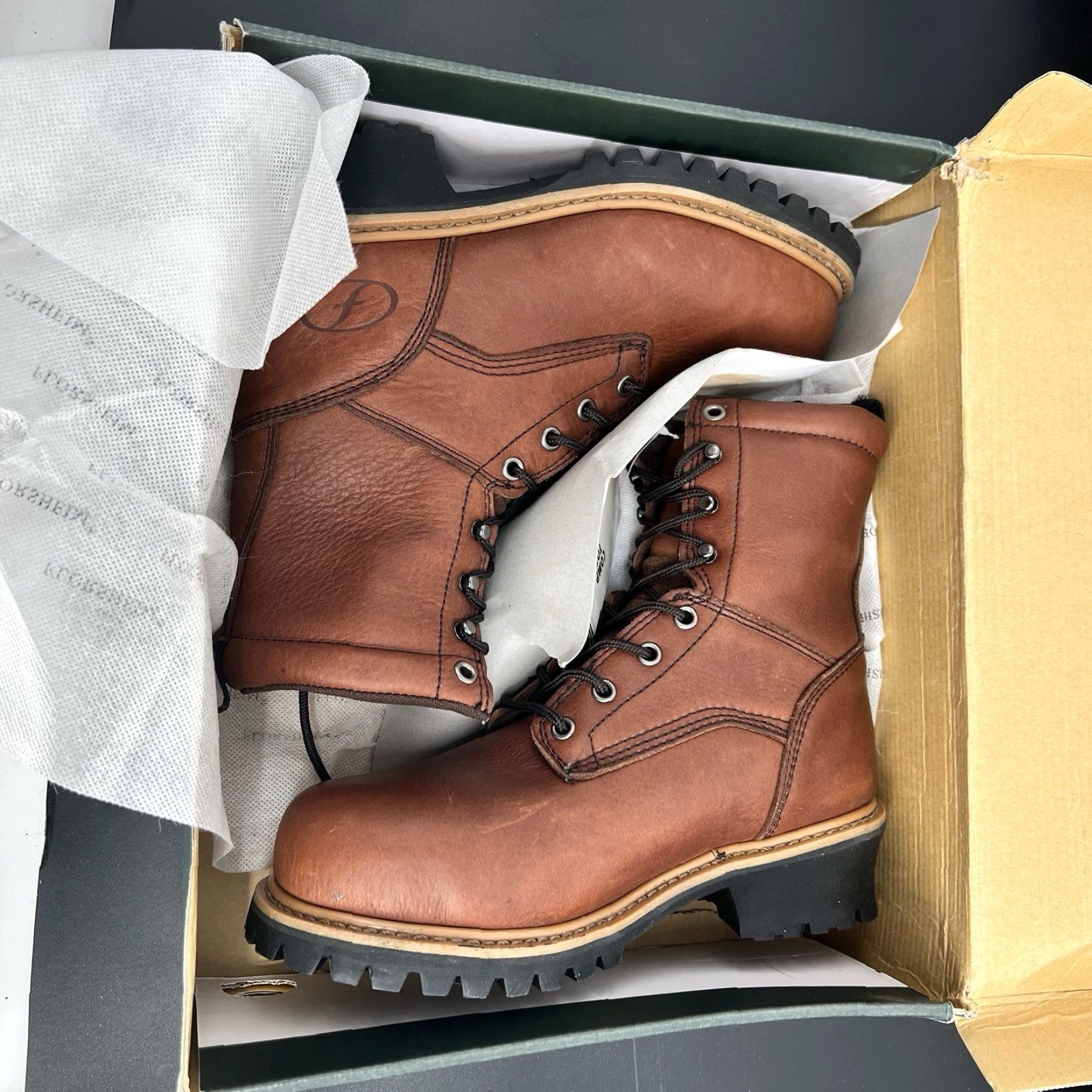 Florsheim Florsheim Logger Boots Brown 9" Goodyear Welt Leather Rubber Outsole Lace Up Size 6D Workwear Mens Boots Size US 6 / EU 39 - 5 Thumbnail