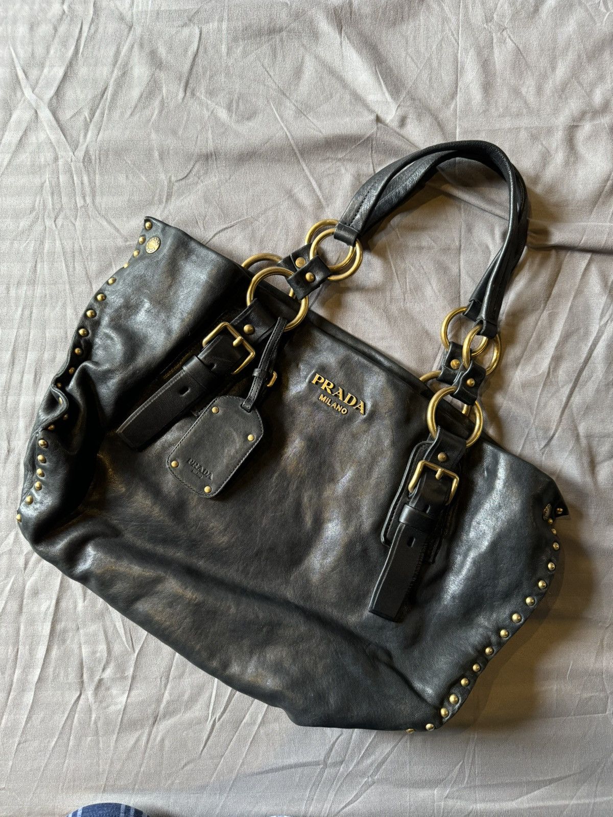 Prada PRADA Nappa Studded Aviator Shopping Tote Size ONE SIZE - 2 Thumbnail