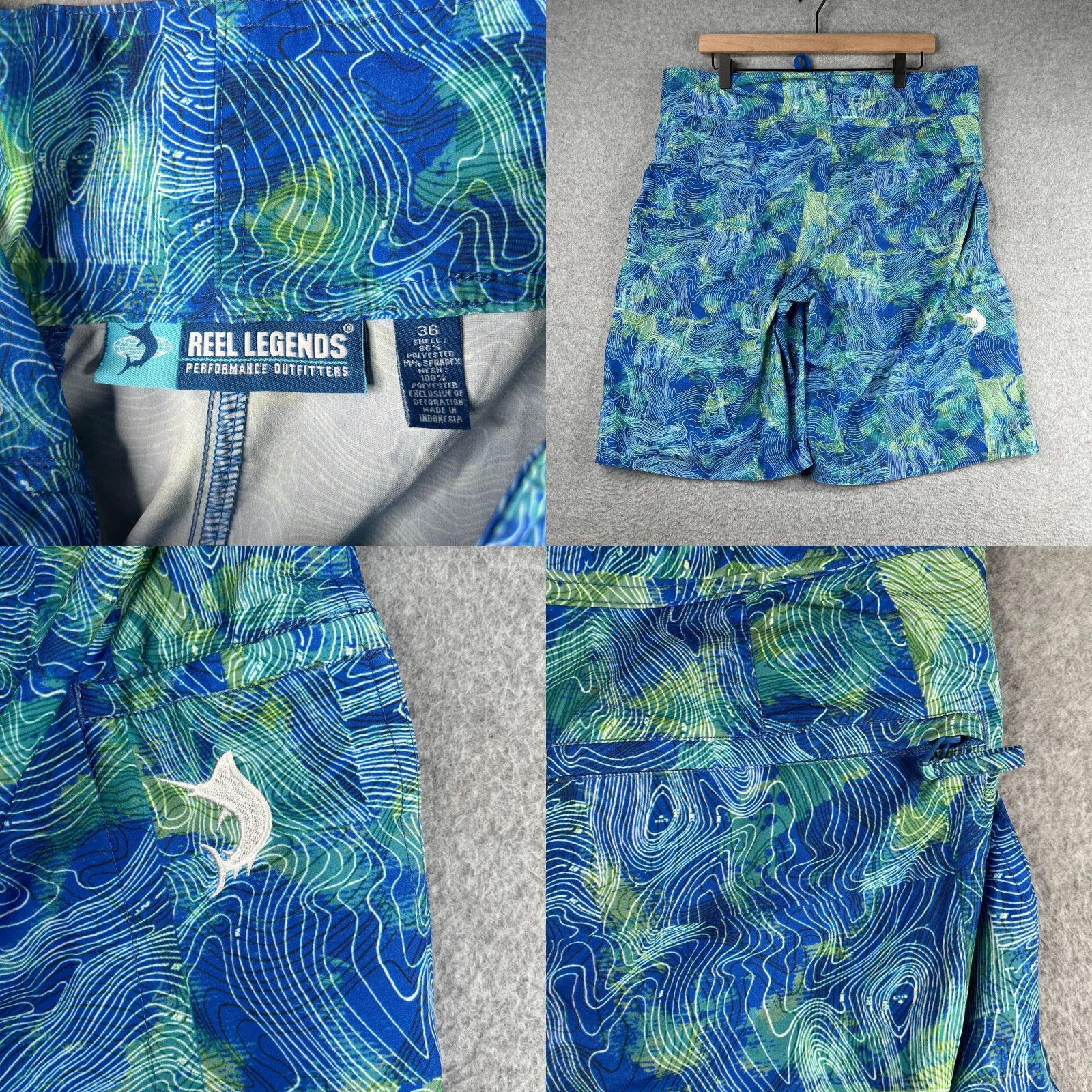 Vintage Reel Legends Mens Board Shorts Blue Green Geometric Bathing Suit Surf 36 Size US 36 / EU 52 - 8 Thumbnail