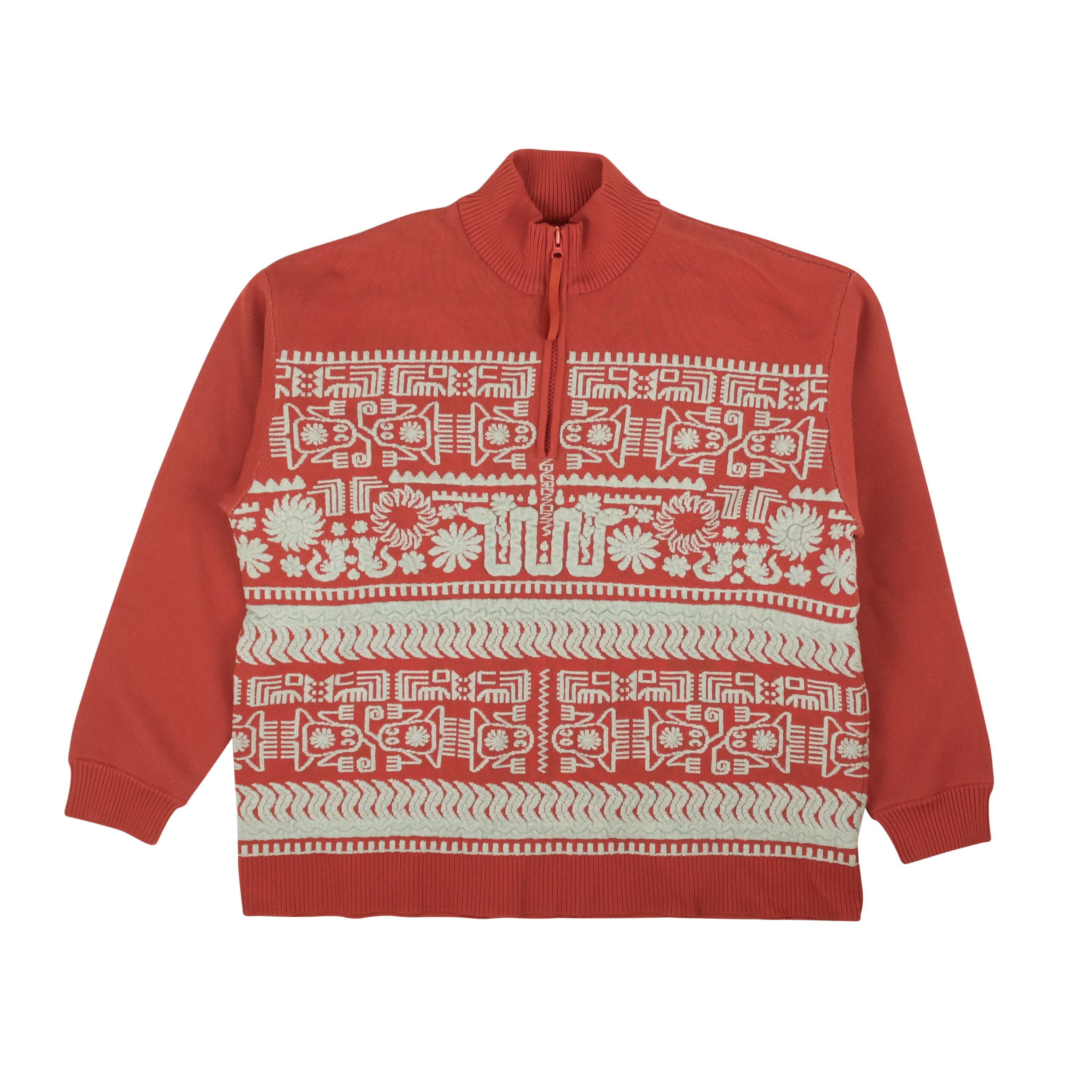 image of Opening Ceremony Rust Powder Blue Jacquard Aztec Sweater Size M, Men's