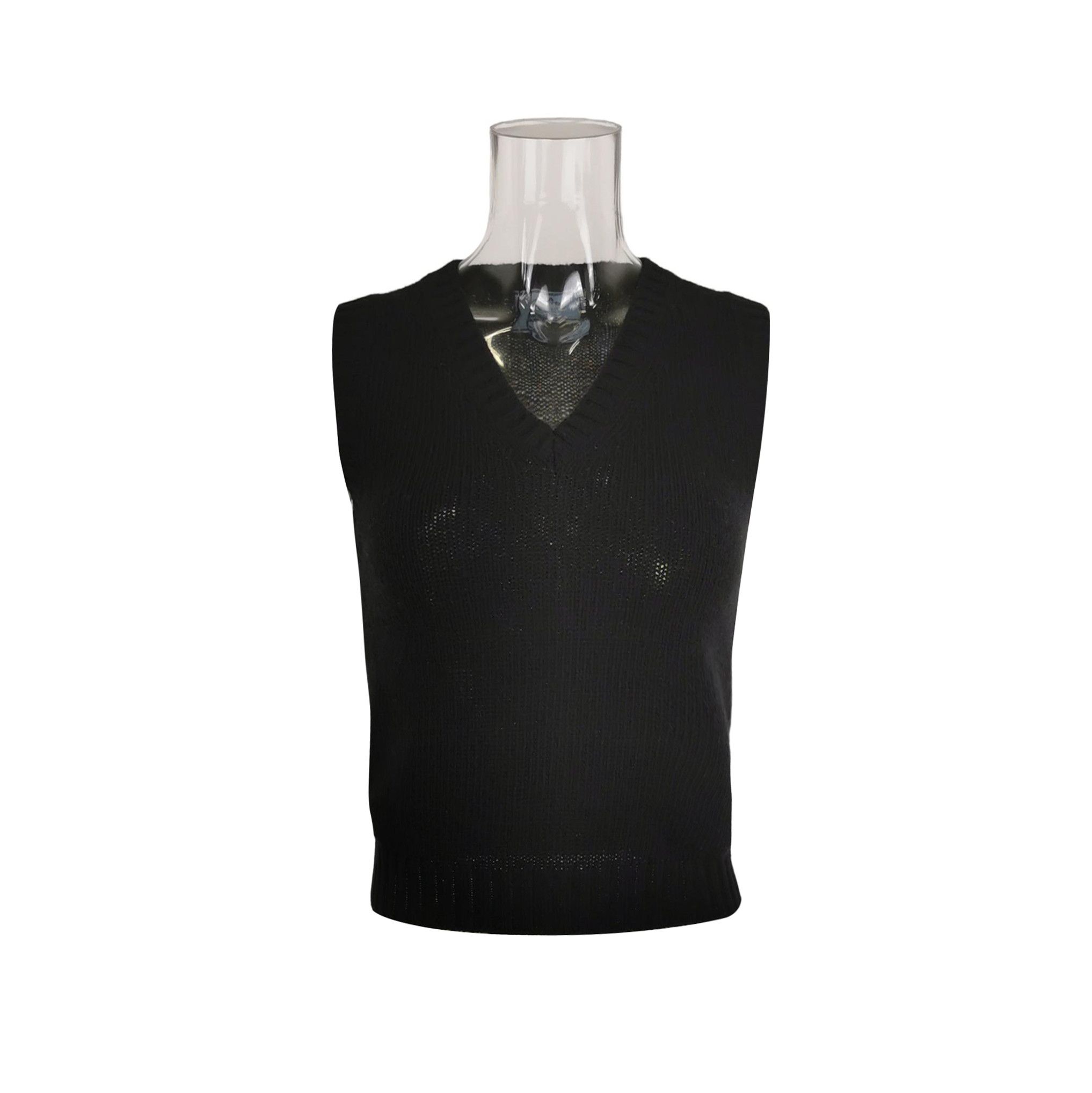 Prada Prada Black V-Neck Knitted Vest for Women 0089 Size XS / US 0-2 / IT 36-38 - 1 Thumbnail