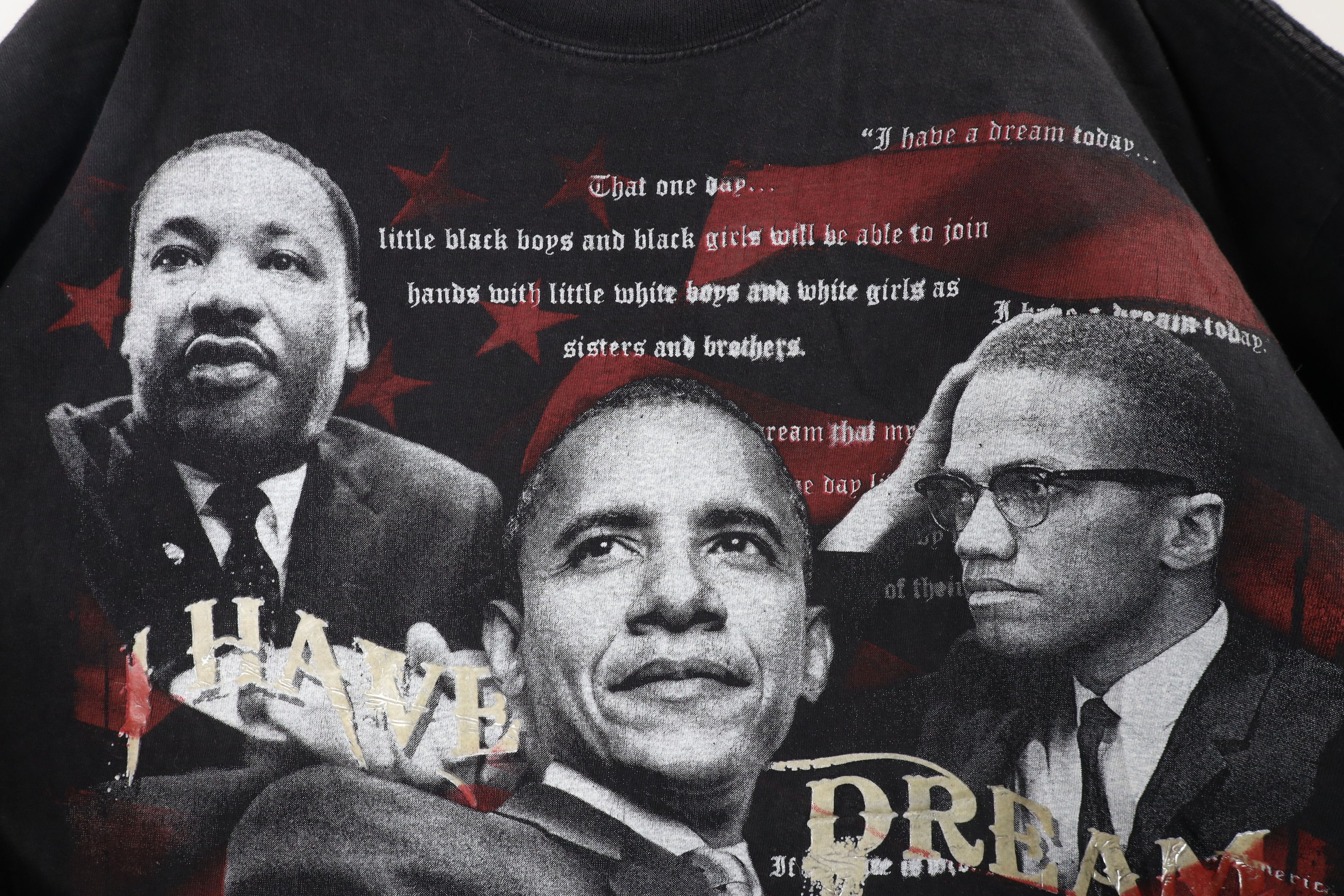 Vintage Vintage Y2K Streetwear Obama Malcolm X MLK Jr T-Shirt Black Size US XXL / EU 58 / 5 - 6 Thumbnail