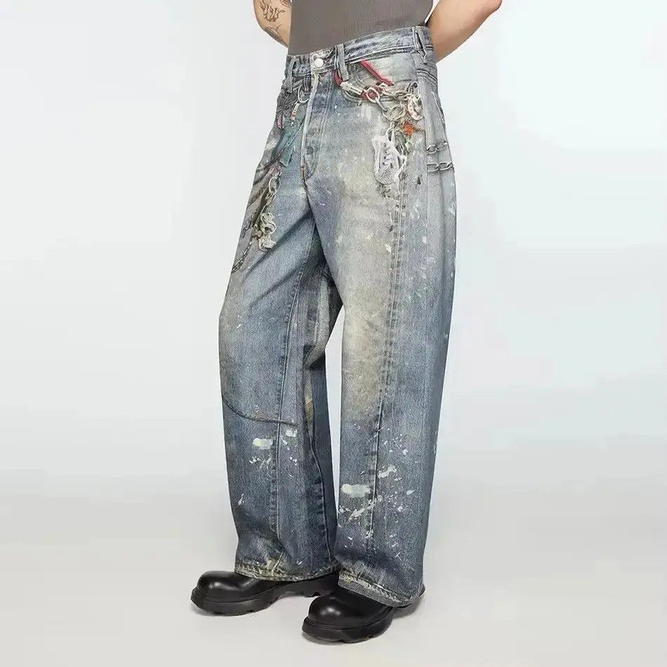 Japanese Brand Streetwear Skull Washed Gothic Baggy Pants Size US 30 / EU 46 - 2 Thumbnail