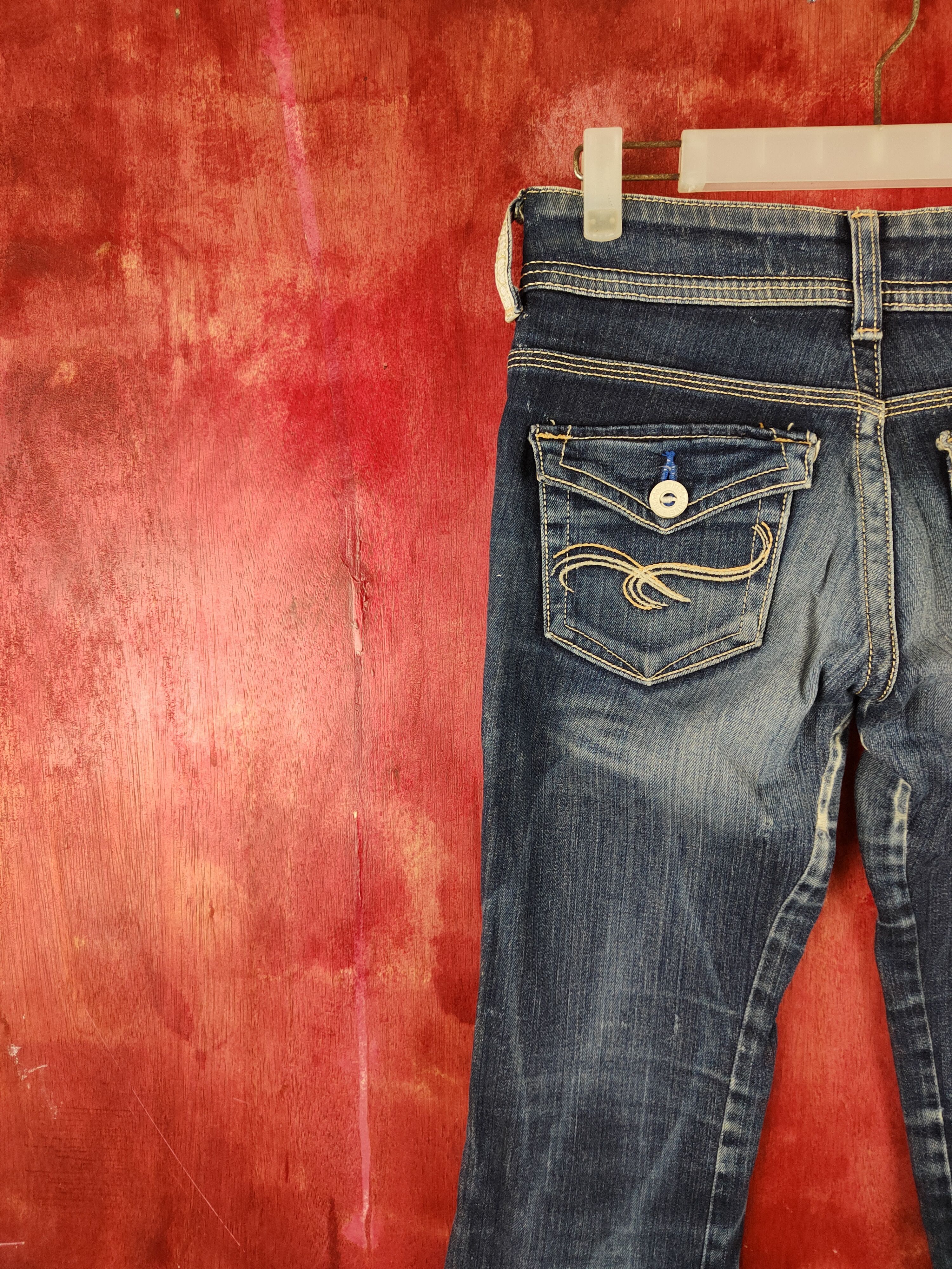Japanese Brand Something Dark Blue Distressed Ripped Jeans #S2123 Size 28" / US 6 / IT 42 - 8 Thumbnail