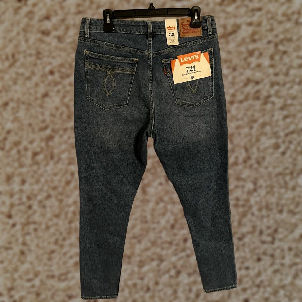 Levi's Levi's 721 Vintage High Rise Skinny Jeans - Women’s 32 - Orange Tab Denim, Blue, Medium Wash, 30" Inseam, 94% Cotton, Slim Fit Size 24" / US 00 / IT 34 - 1 Thumbnail