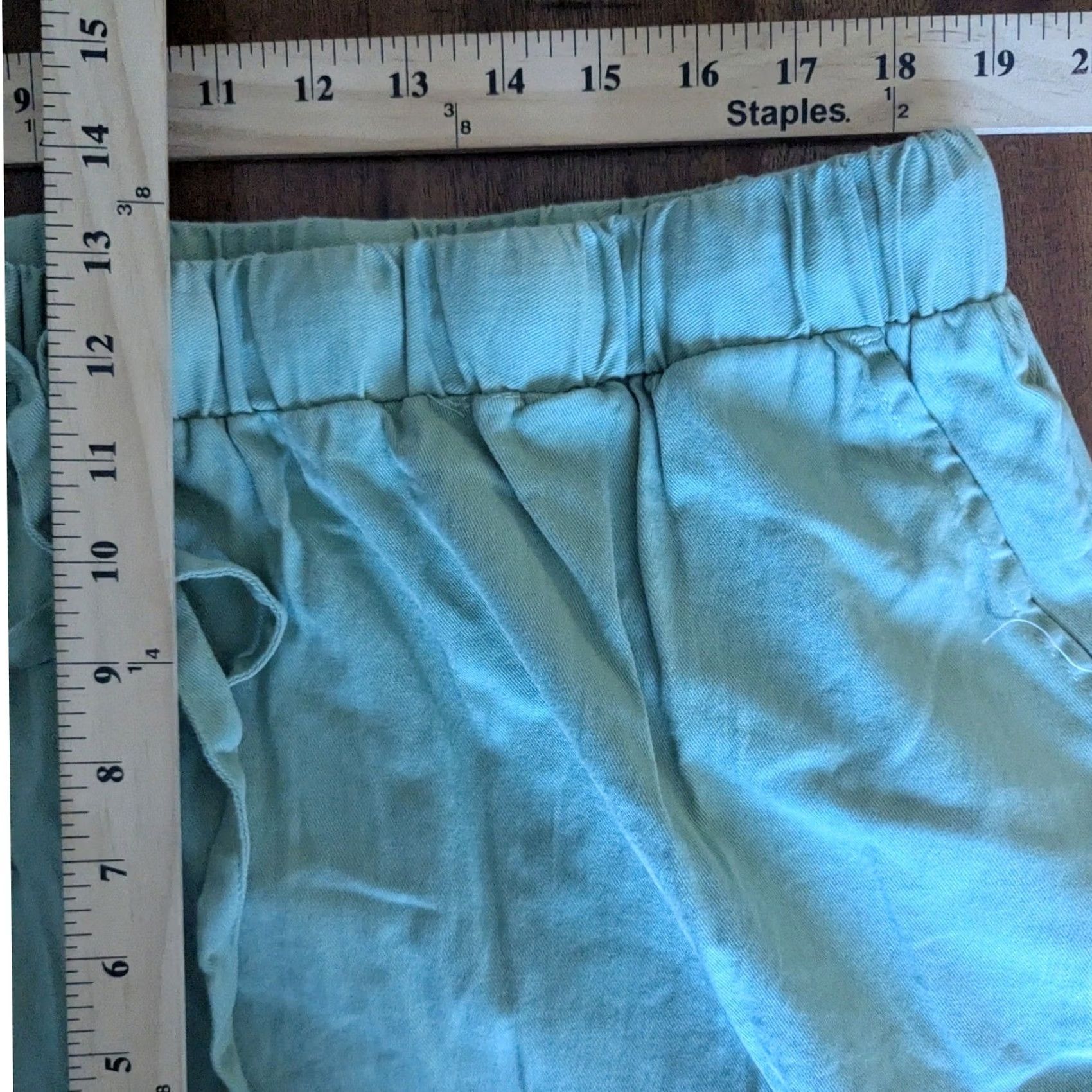 Vintage Sage Green 100% Cotton Twill Pants Womens 24W Pull On Elastic Waist Drawstring Pockets Casual Comfort Relaxed Fit Size 42" / US 20 - 6 Thumbnail