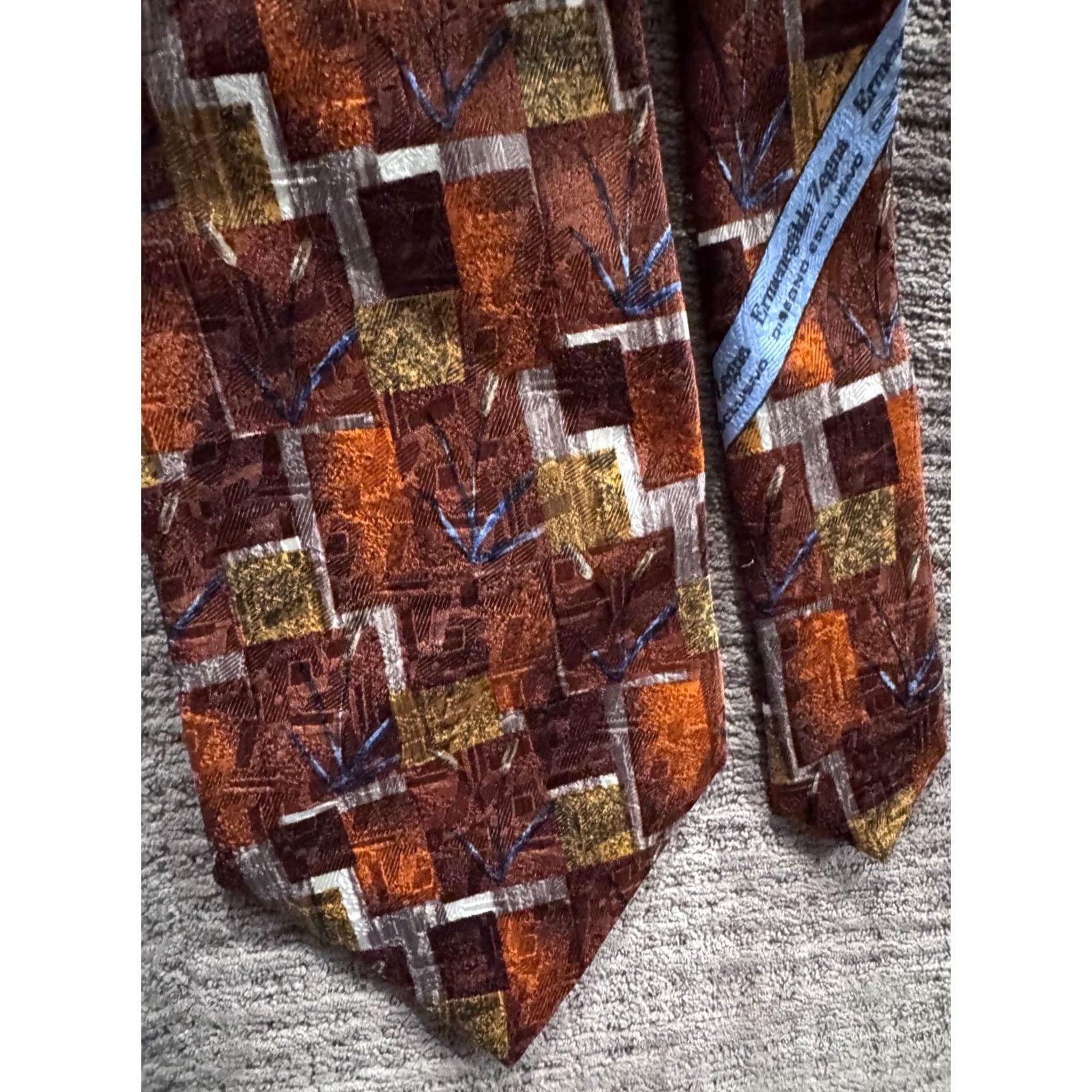 Ermenegildo Zegna Zegna Italy Fall Silk Tie Brooks Brothers Fall Diamond Pattern Silk Tie Silk Tie Mens Diamond Pattern Silk Tie Size ONE SIZE - 2 Thumbnail