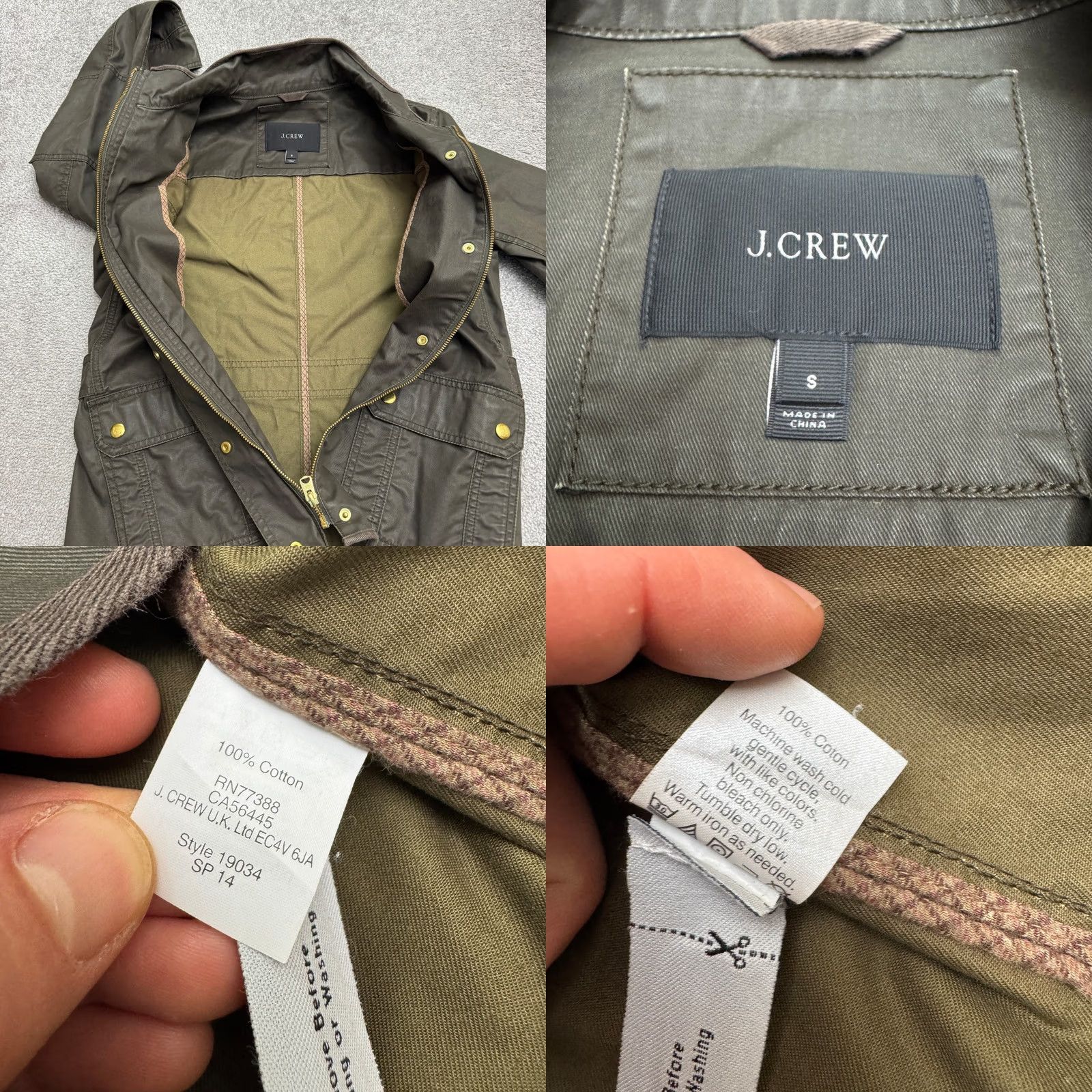 J.Crew J.CREW Parka Jacket Womens Small Green Cotton Snap Casual Field Utility Size S / US 4 / IT 40 - 8 Thumbnail