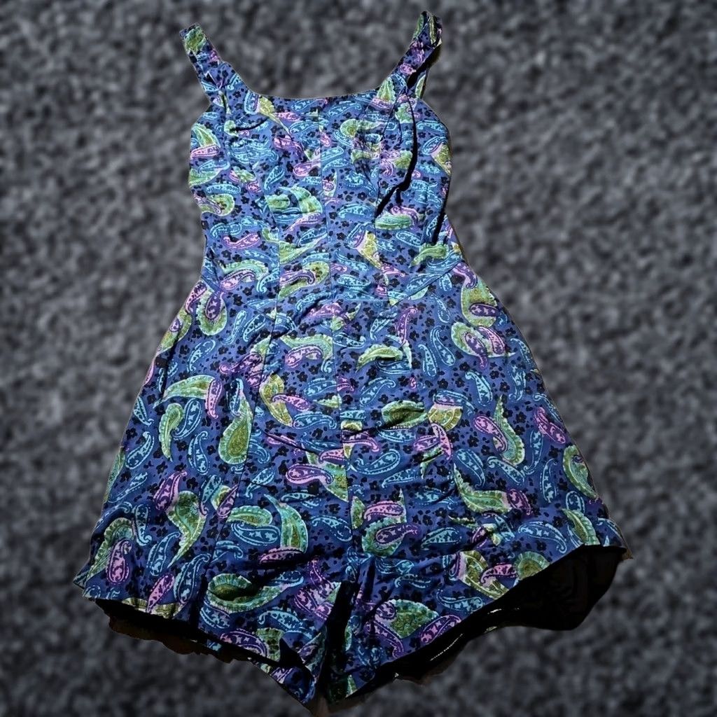 Vintage VINTAGE Rose Marie Reid Paisley Womens Blue One Piece Swimsuit Skorts Romper Size M Size 32" / US 10 / IT 46 - 1 Thumbnail