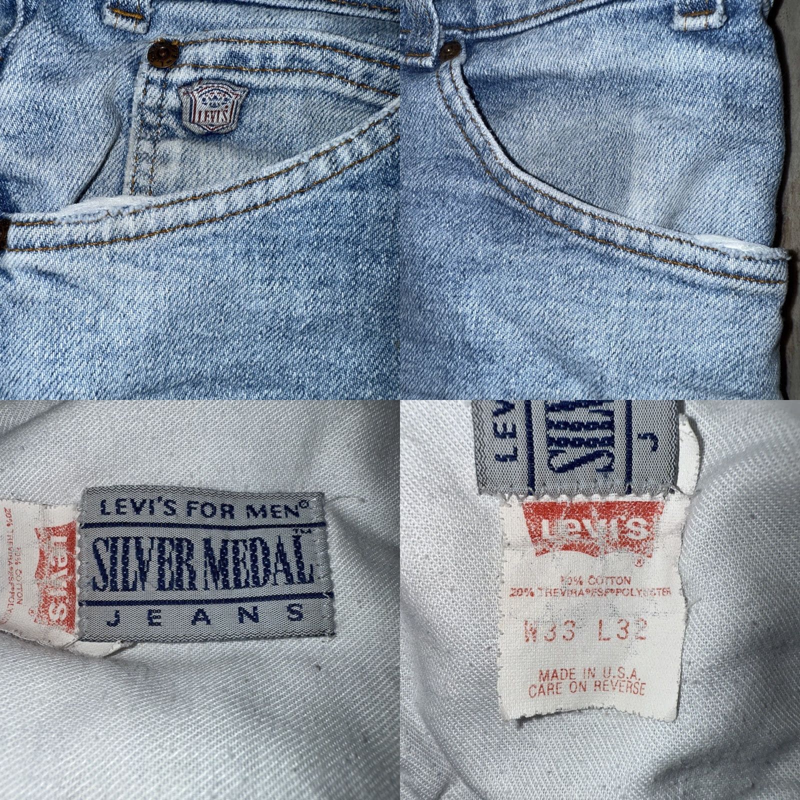 Levi's VINTAGE Levi’s Silver Medal Levi Jeans Men 33X32 Blue Denim 90s USA Jeans Size US 33 - 8 Thumbnail