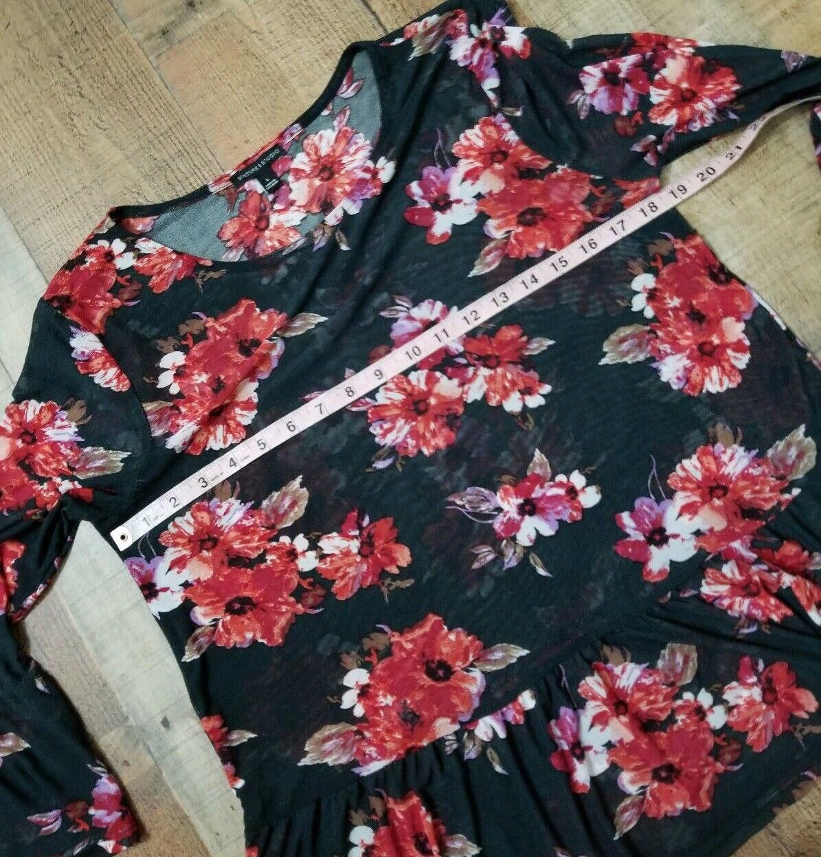 Acne Studios Signature Studio Top Large Black Sheer Floral Stretch Bell Size L / US 10 / IT 46 - 5 Thumbnail