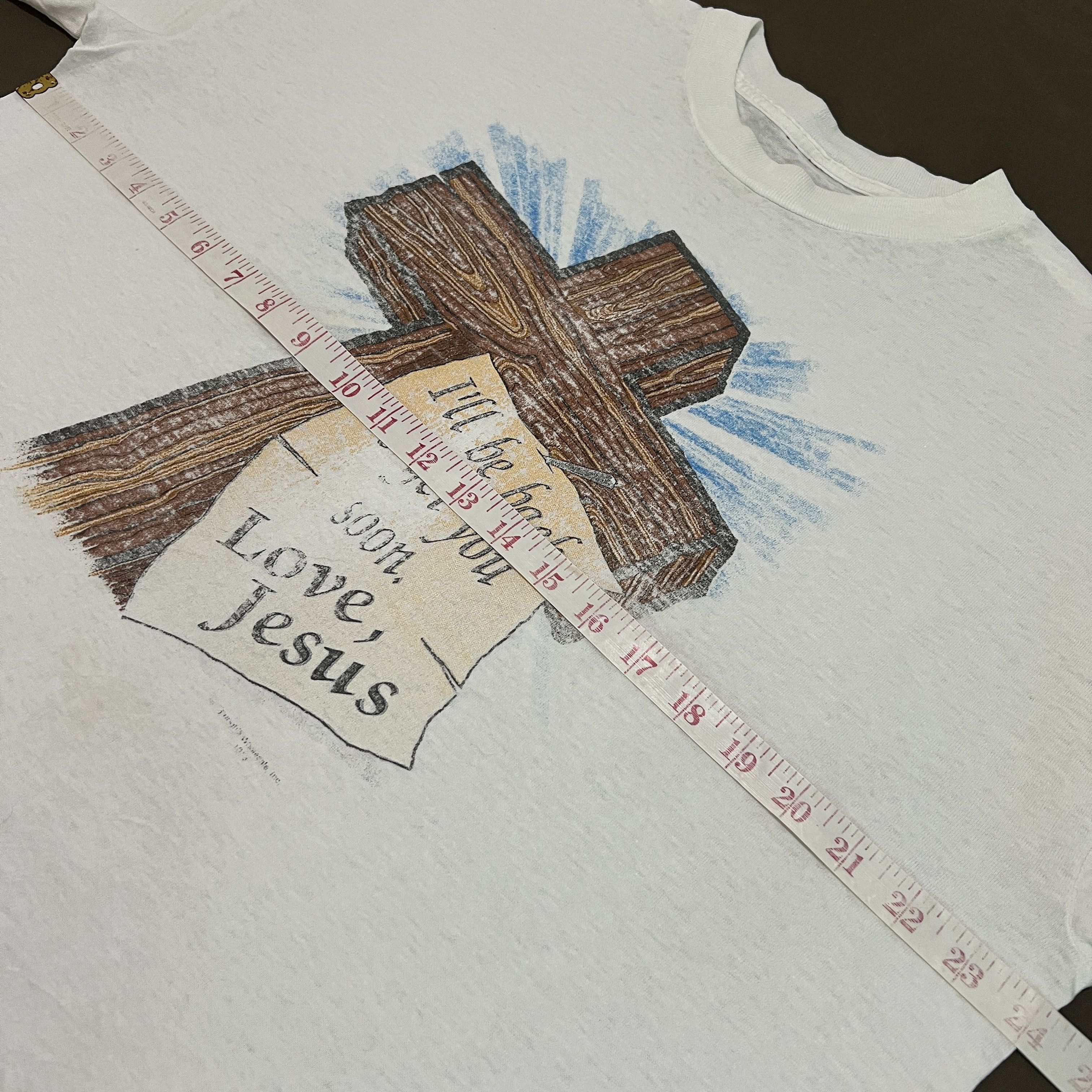 Vintage Vintage 90s Jesus God Christ Bible Holy Cross Tee XL Size US XL / EU 56 / 4 - 9 Thumbnail