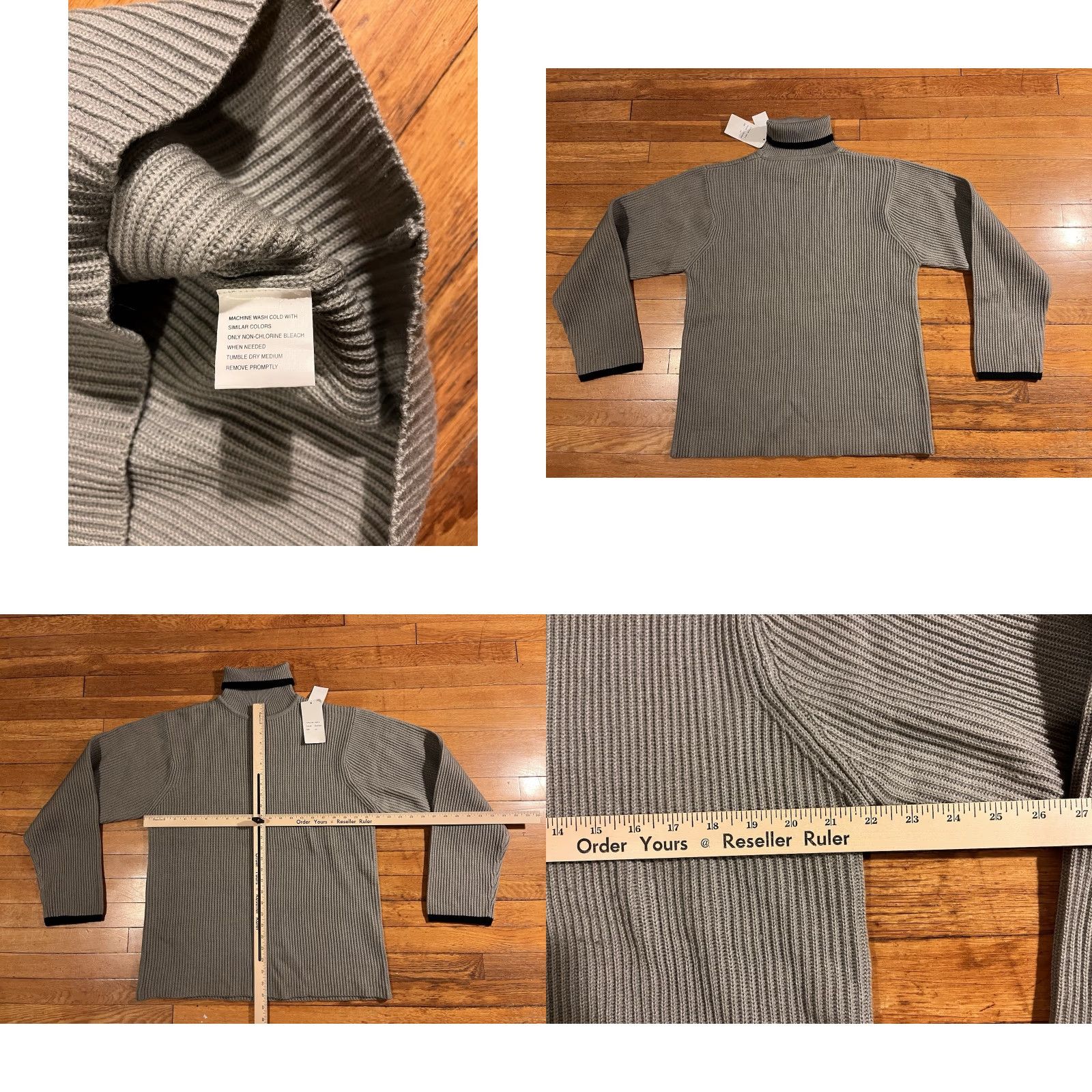 Vintage VINTAGE Ferruche Ribbed Turtleneck Sweater Men’s Large Grey 90s Y2K Size US L / EU 52-54 / 3 - 8 Thumbnail
