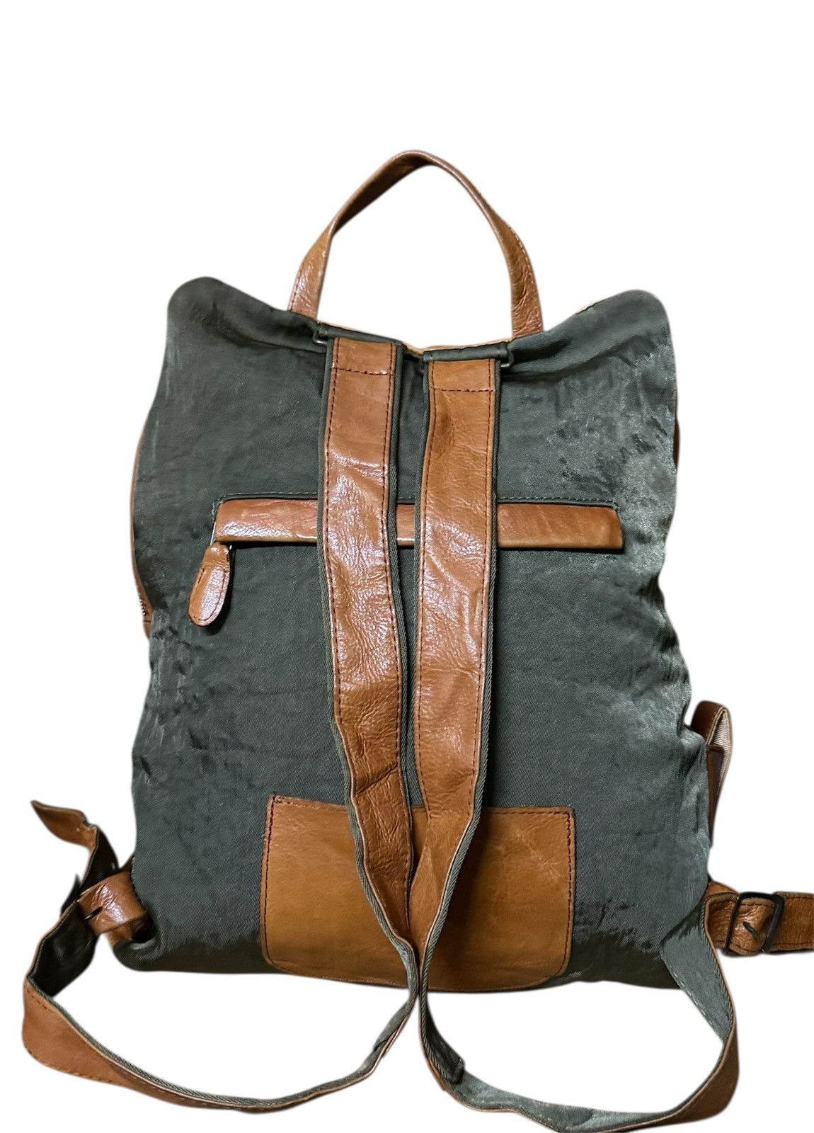 Japanese Brand L ' ALTOPIANO Canvas Leather Bagpack Green Size ONE SIZE - 2 Thumbnail