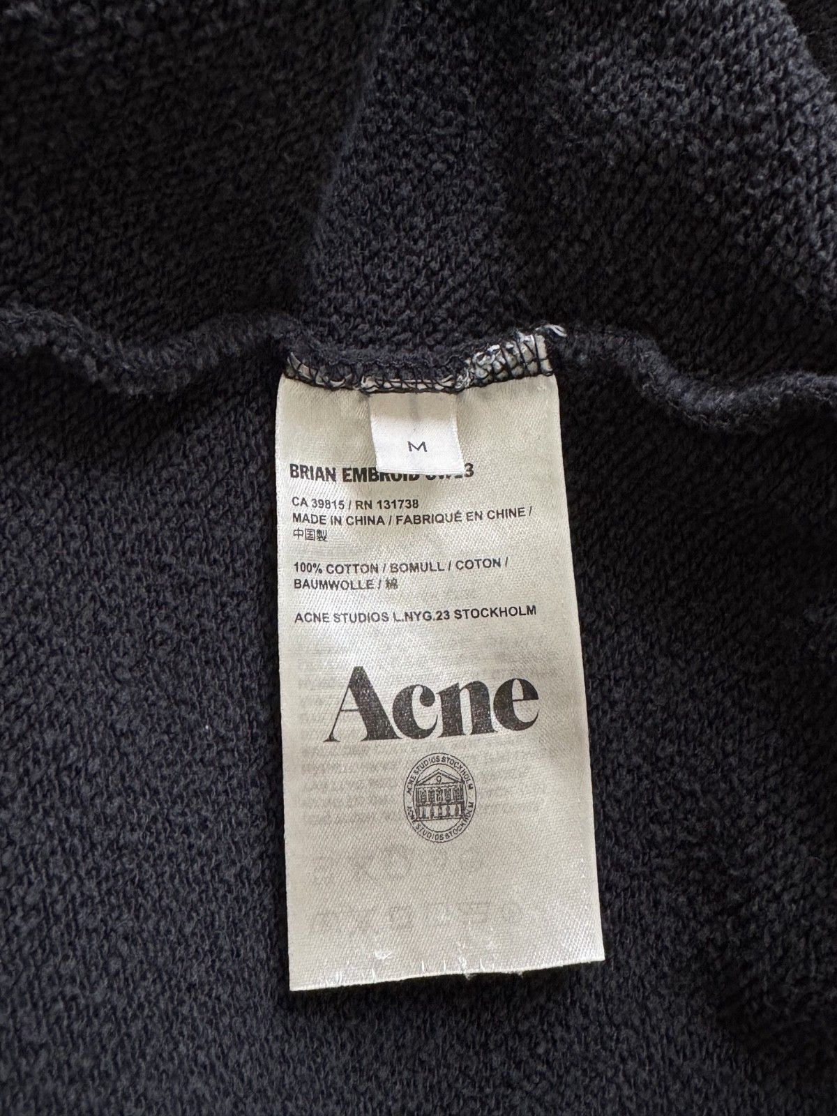 Acne Studios Acne Studios Brian Embroid Poetry Sweatshirt Black Size M Size US M / EU 48-50 / 2 - 5 Thumbnail