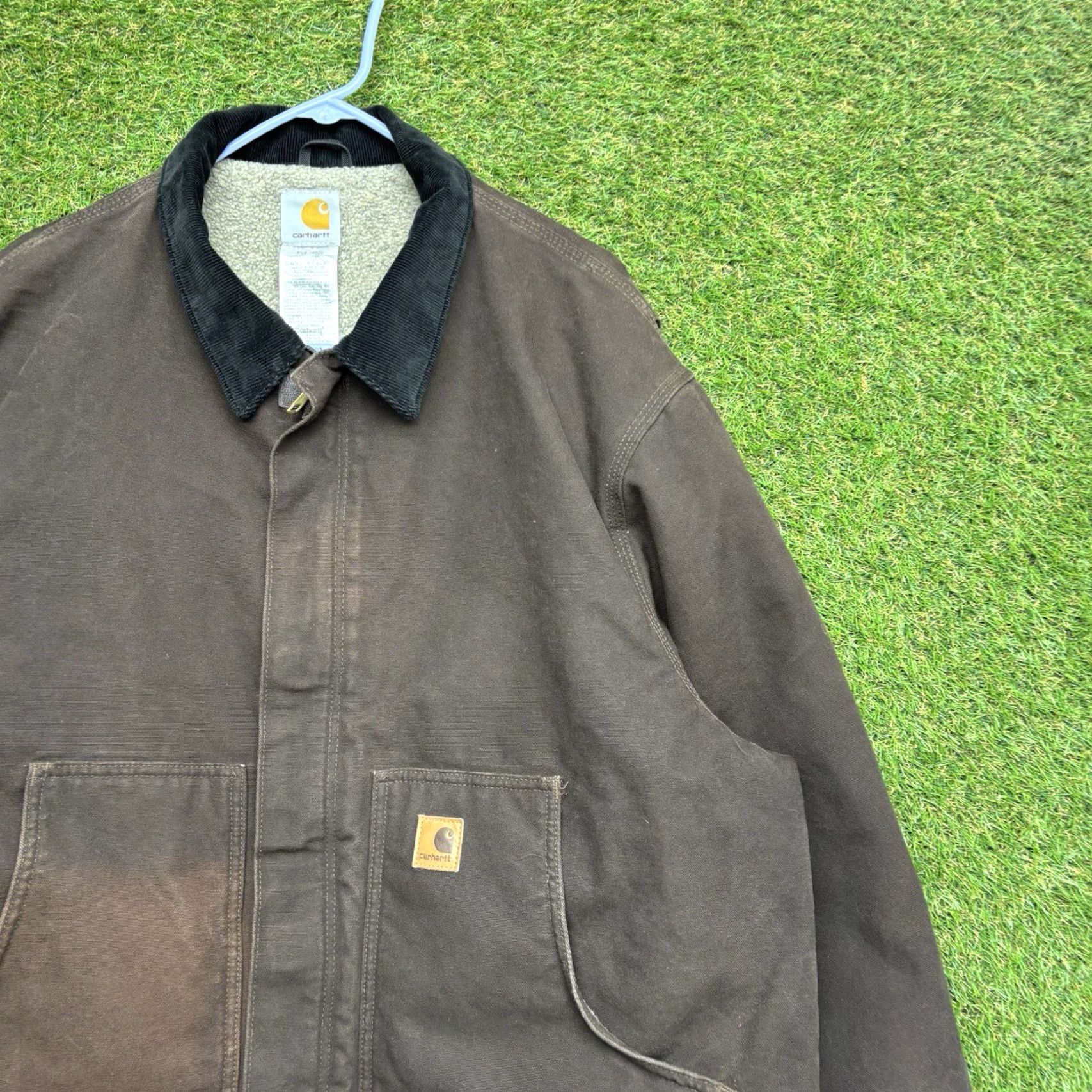 Carhartt VINTAGE Carhartt Jacket Mens 2XL Canvas Cotton Bomber Jacket Brown Lined Pockets 90s Style Size US XXL / EU 58 / 5 - 2 Thumbnail