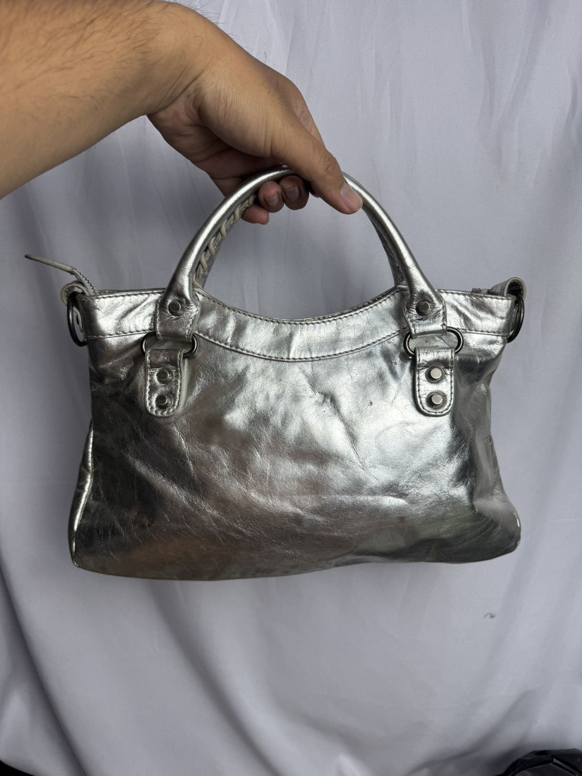 Vintage Leather Silver Bags City Size ONE SIZE - 4 Thumbnail