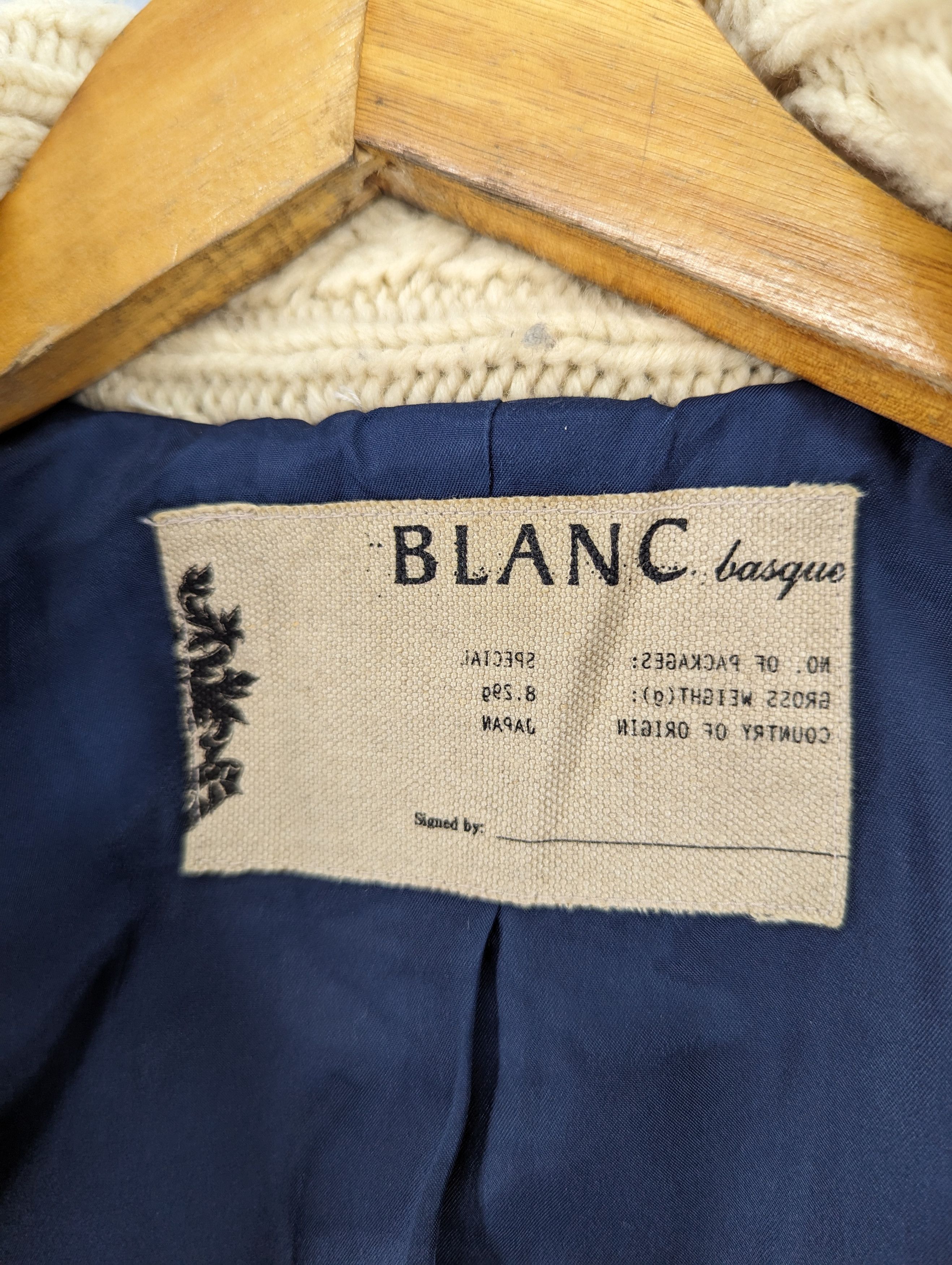 Designer Blanc Basque Wool/Cable Knit Double Breasted Coat Jacket Size XS / US 0-2 / IT 36-38 - 12 Thumbnail