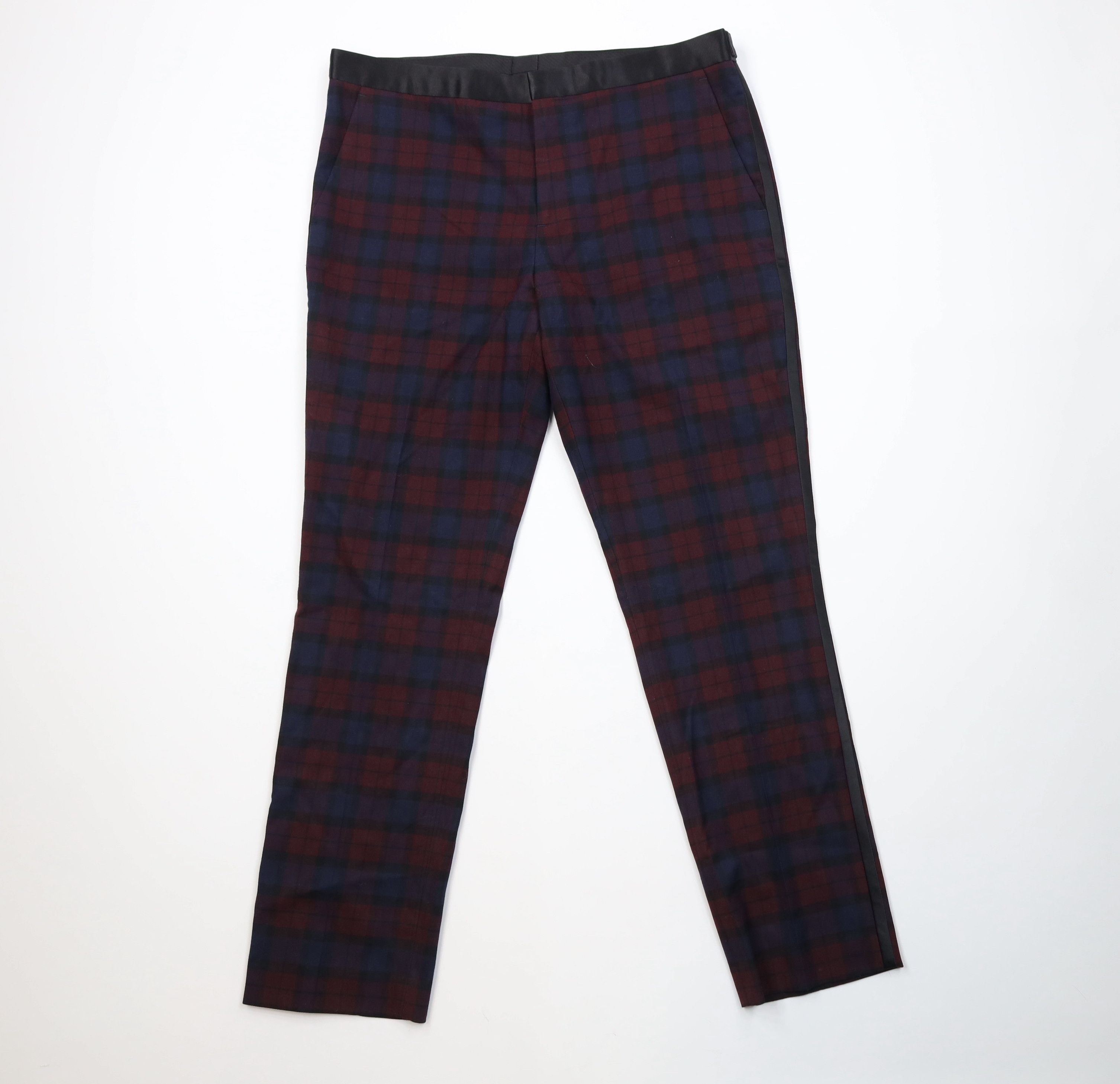 Express Express Slim Satin Stripe Tuxedo Chino Pants Trousers Plaid Size US 34 / EU 50 - 1 Thumbnail