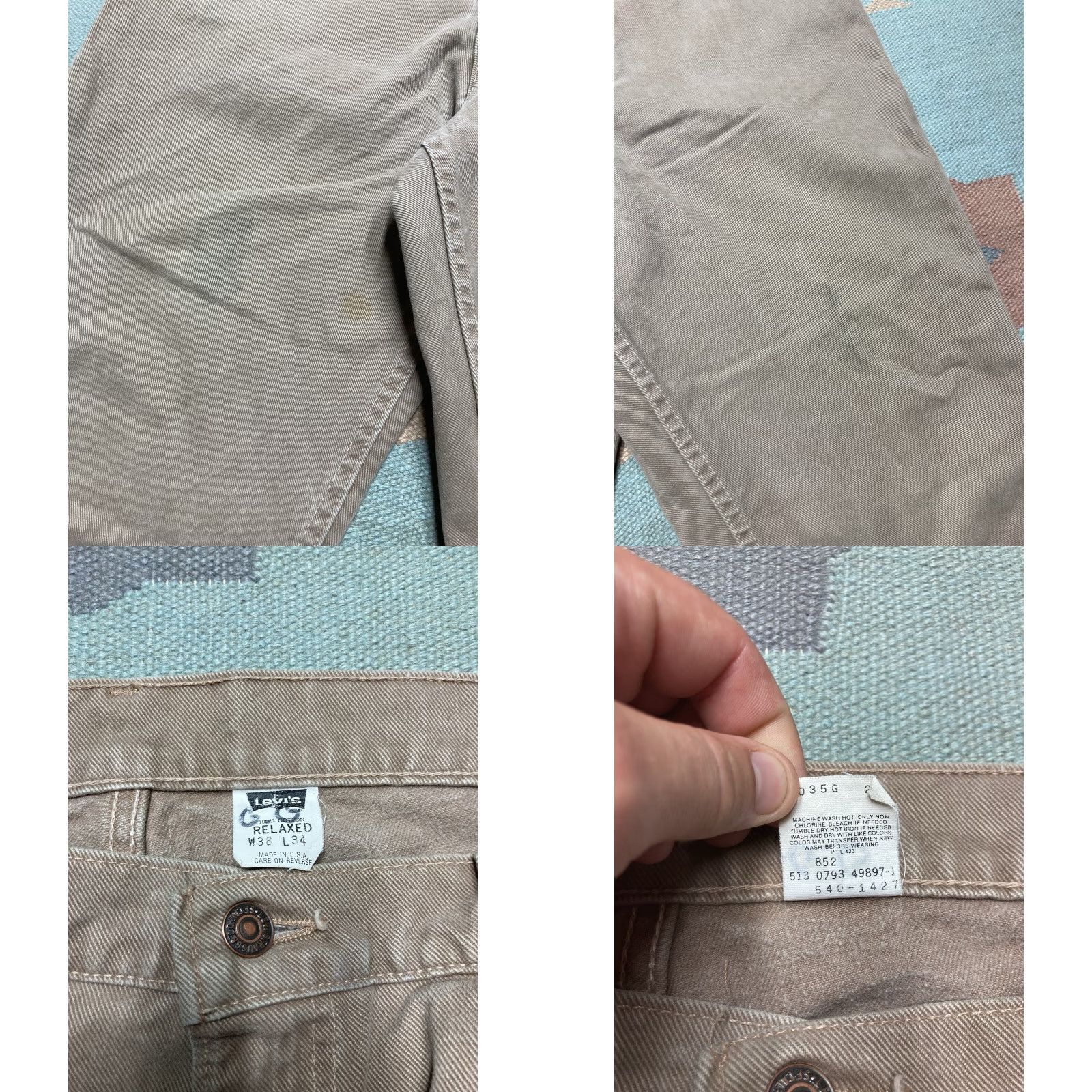 Levi's VINTAGE Levi’s 540 Jeans Relaxed Baggy Brown Tan USA Men 38 Regular 34 Inseam 34 Tan 38x34 Size US 38 / EU 54 - 8 Thumbnail