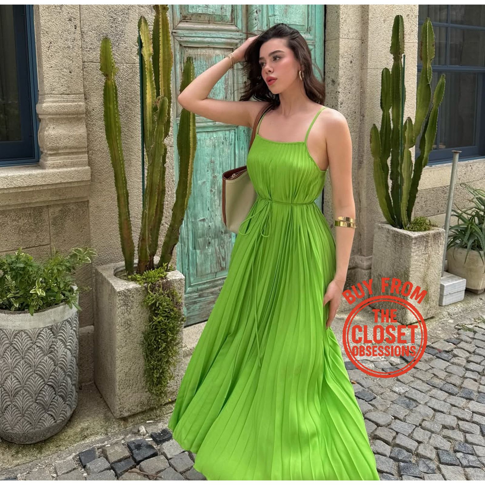 zara green pleated midi dress ZARA Halter NWT Nylon Blend