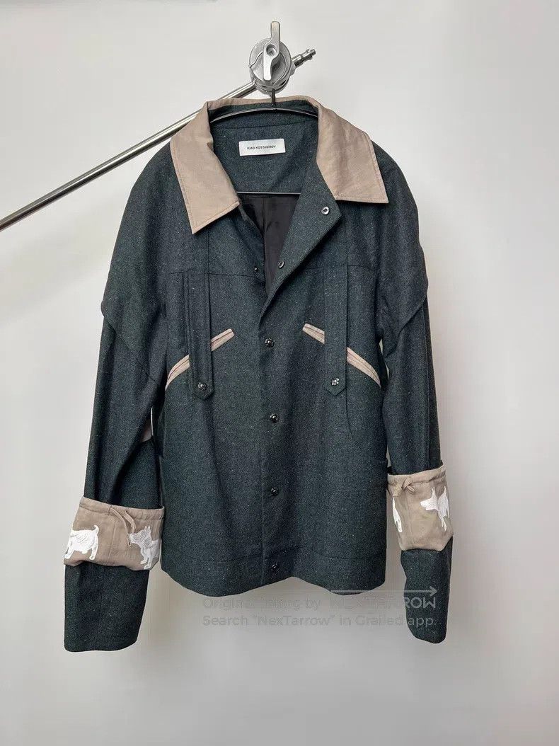 Dries Van Noten DRIES VAN NOTEN Dark Green Rose Button Wool Jacket Size US S / EU 44-46 / 1 - 2 Thumbnail