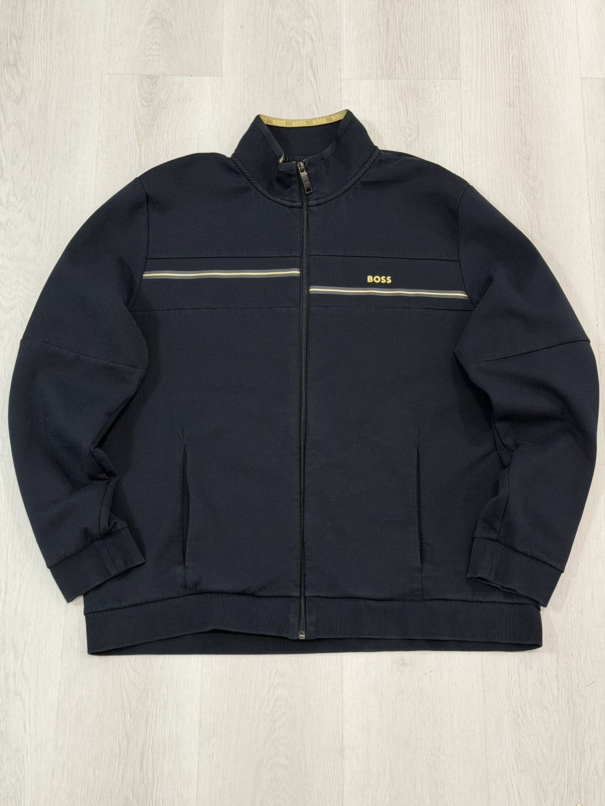 Hugo Boss Hugo Boss Men’s Cotton Track Jacket Navy Blue Gold Fits XL Size US XXL / EU 58 / 5 - 1 Thumbnail