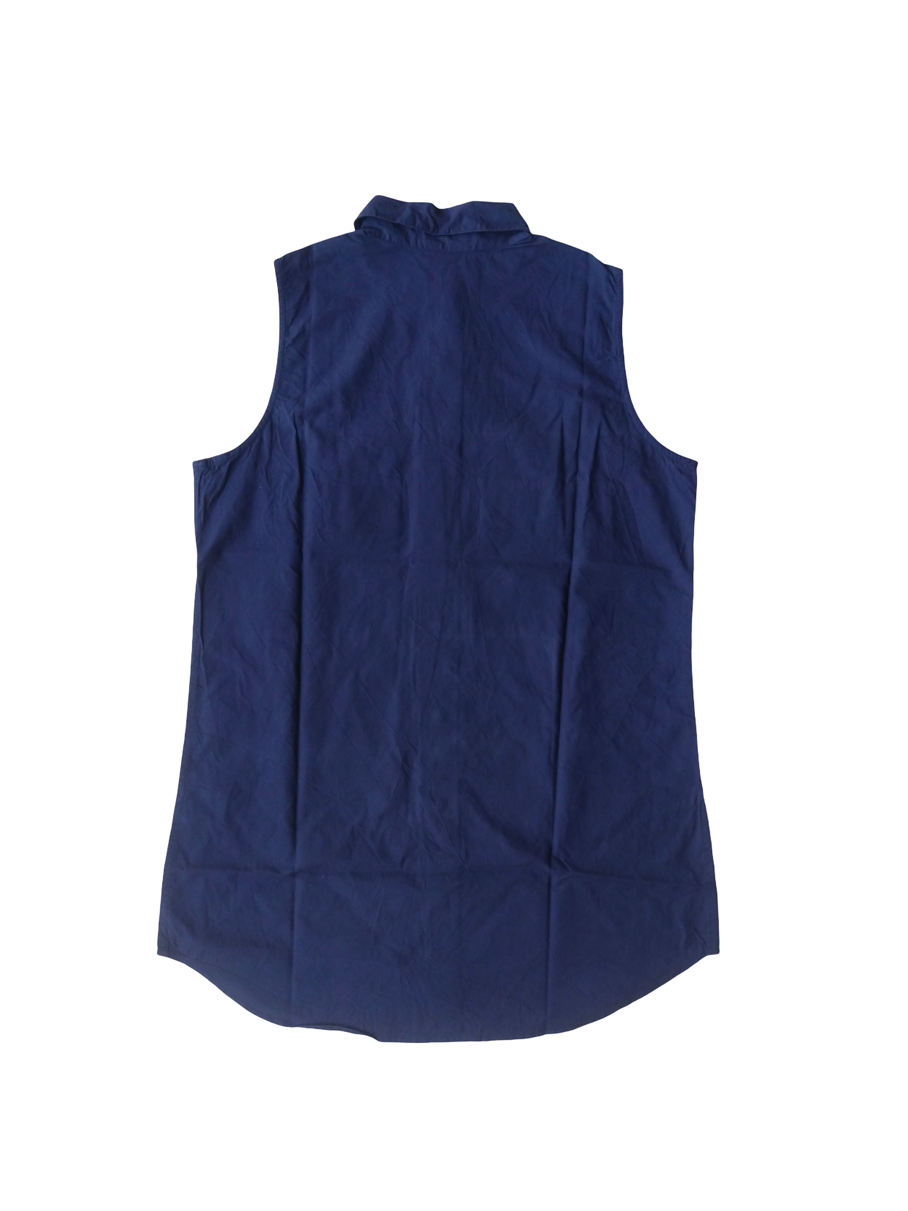 Equipment Equipment Femme Sleeveless Button Shirt Navy Utility Blouse Size XS / US 0-2 / IT 36-38 - 3 Thumbnail