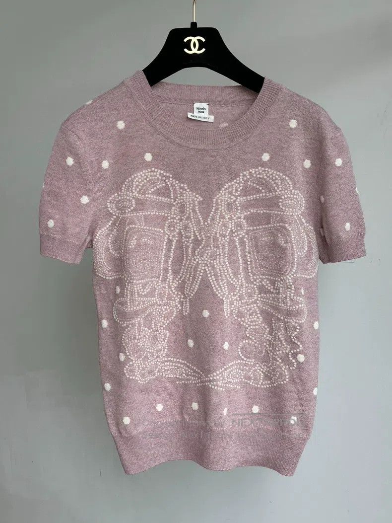 Hermes Hermes 25 Summer cheetah round neck ruffle short sleeve Size XS / US 0-2 / IT 36-38 - 1 Thumbnail