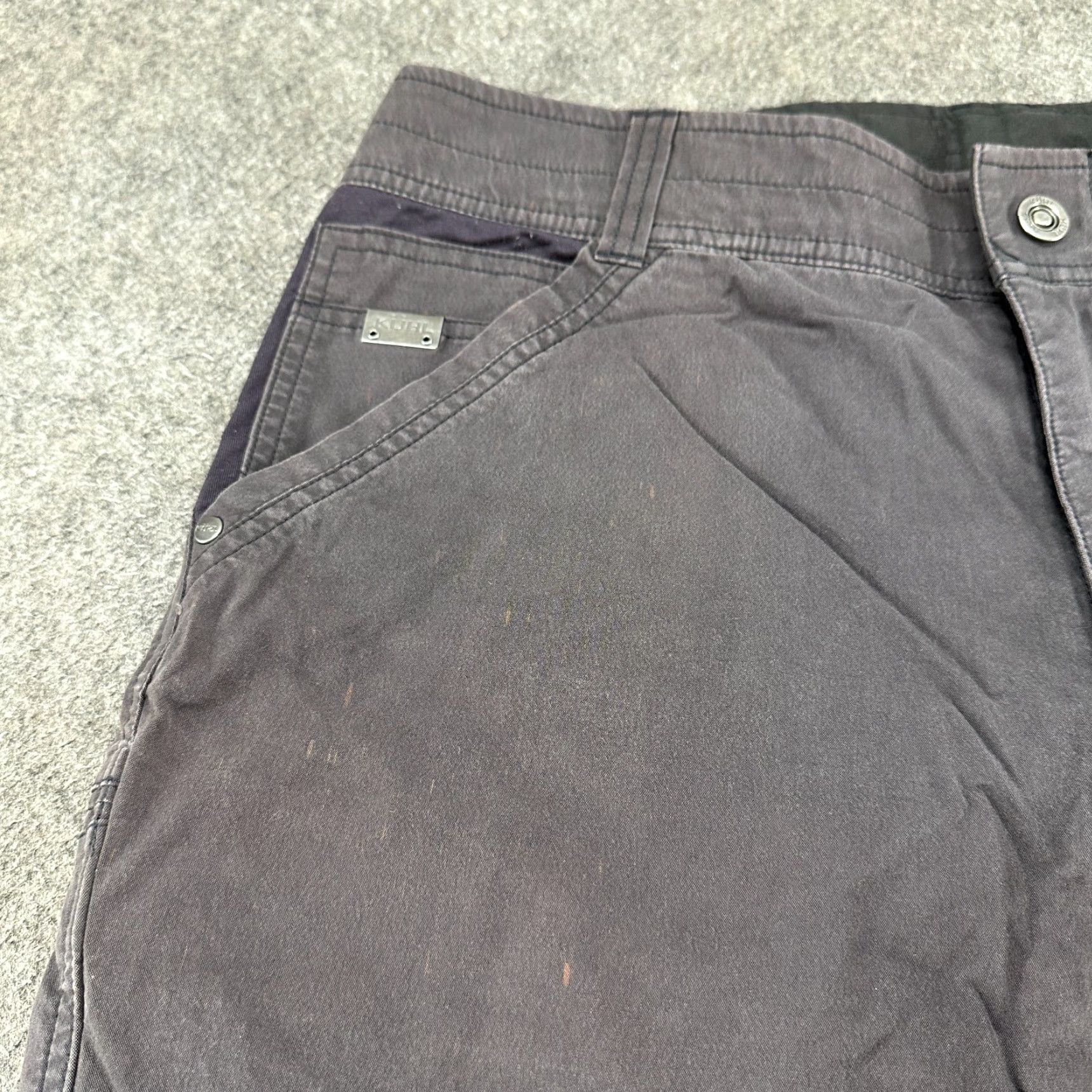 Vintage Kuhl Pants Mens 34x30 Grey Carpenter Straight Cotton Nylon Stretch Hiking Pants Mens Regular 90s Logo USA Vietnam Grey Size US 34 / EU 50 - 4 Thumbnail