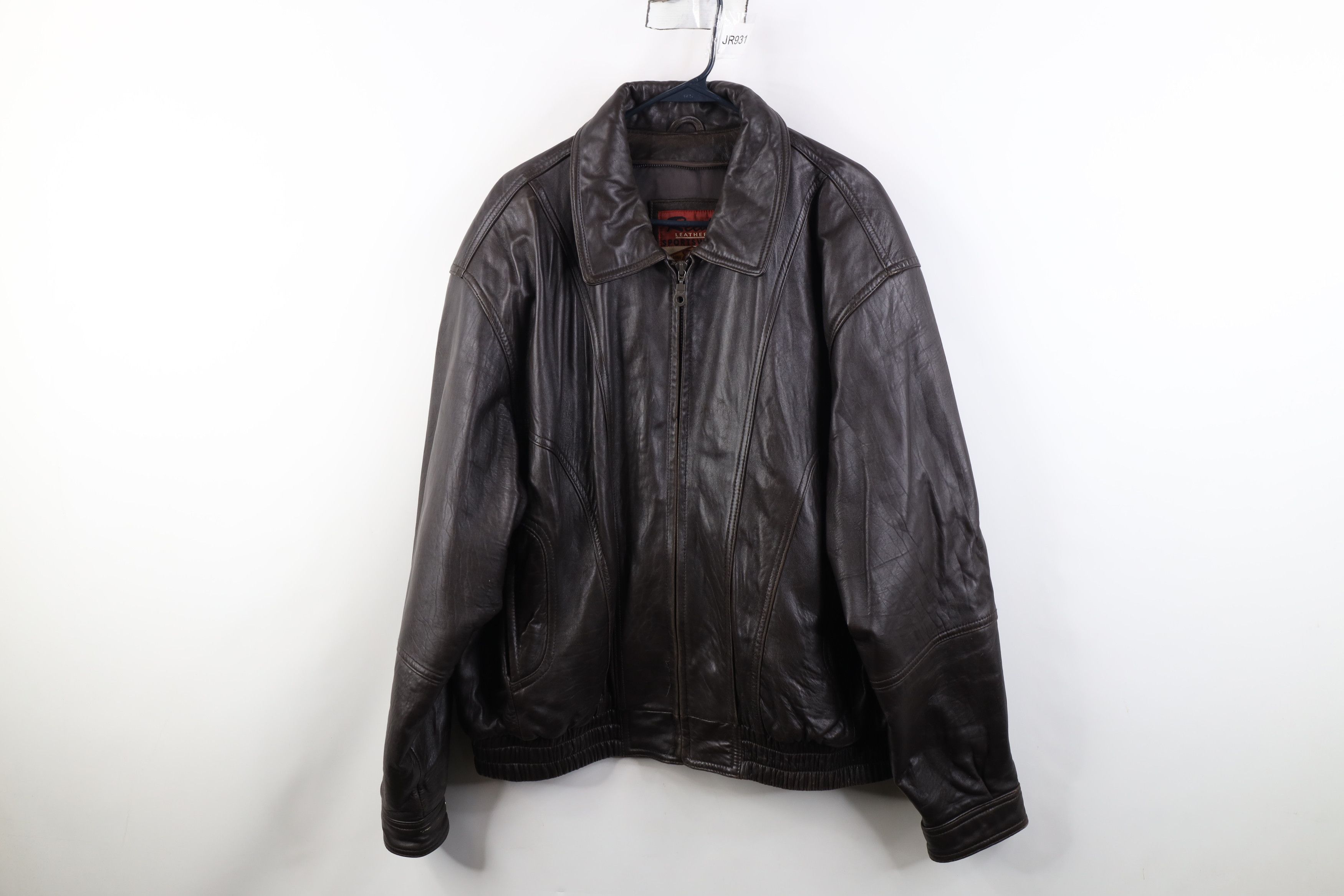 Vintage Vintage 90s Streetwear Full Zip Leather Bomber Jacket Brown Size US XL / EU 56 / 4 - 1 Thumbnail