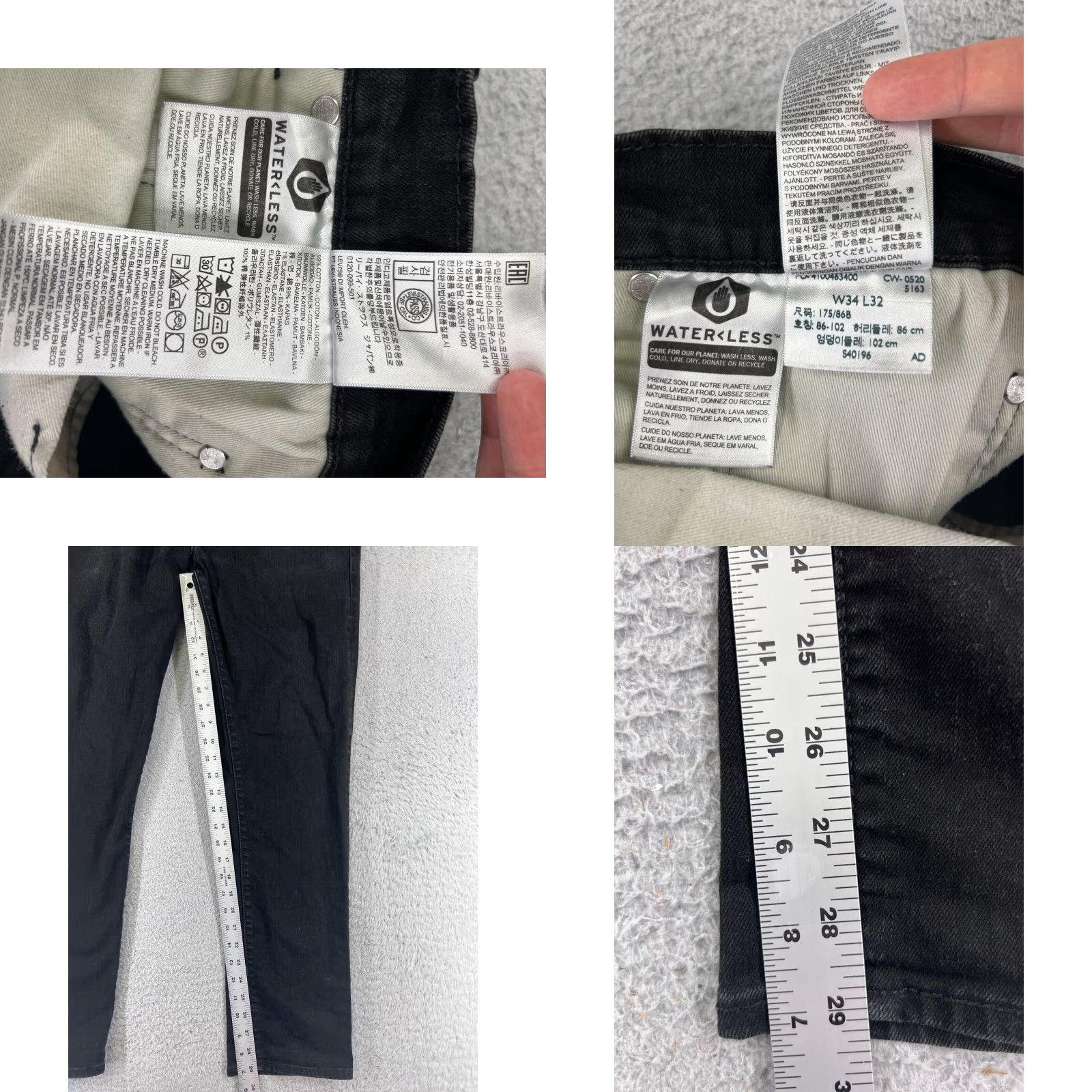 Levi's Levi's Jeans Adult 34 Black Denim 511 Cotton Blend Premium Light 29x34 Slim Straight 5-Pocket Men Mens Denim Jeans Size US 34 / EU 50 - 8 Thumbnail