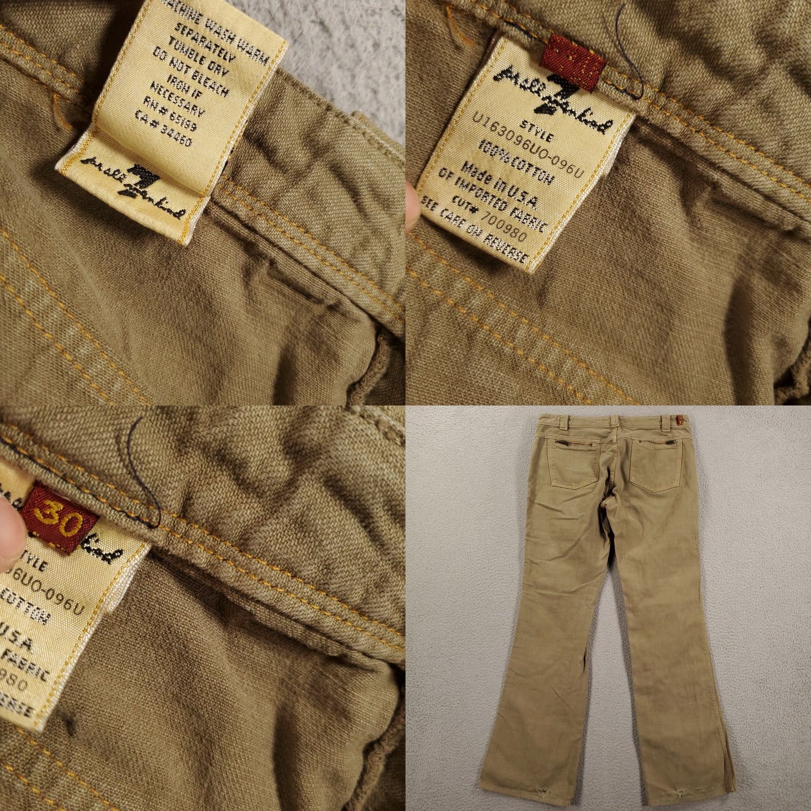 7 For All Mankind Womens 7 For All Mankind Pants Time Wide-Leg Cargo Zip Front Pockets Brown Tan 30 34x33 90s Vintage Womens Size 30" / US 8 / IT 44 - 8 Thumbnail