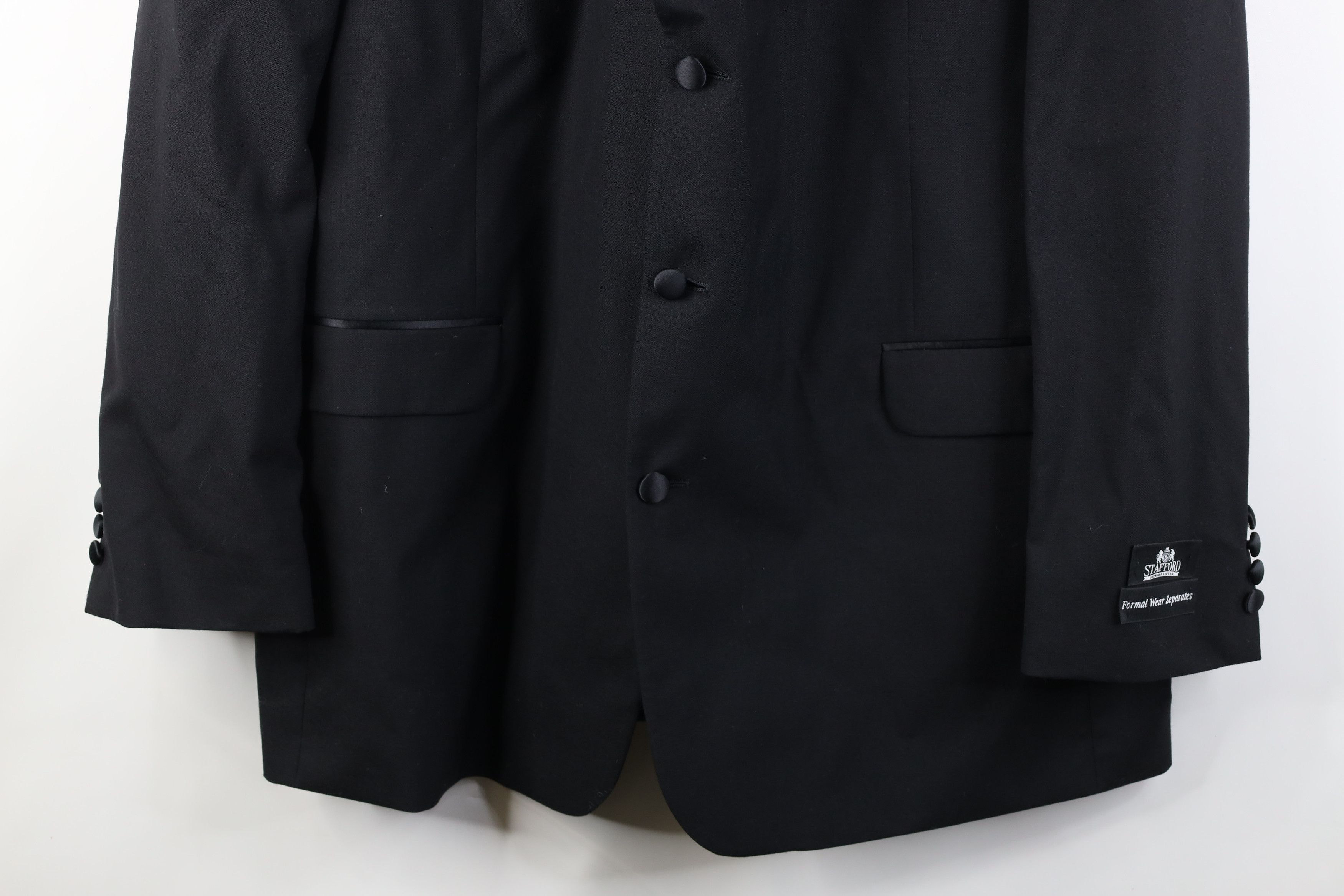 Vintage Deadstock Vintage 90s Y2K Wool Tuxedo Suit Coat Jacket Black Size US XXL / EU 58 / 5 - 3 Thumbnail