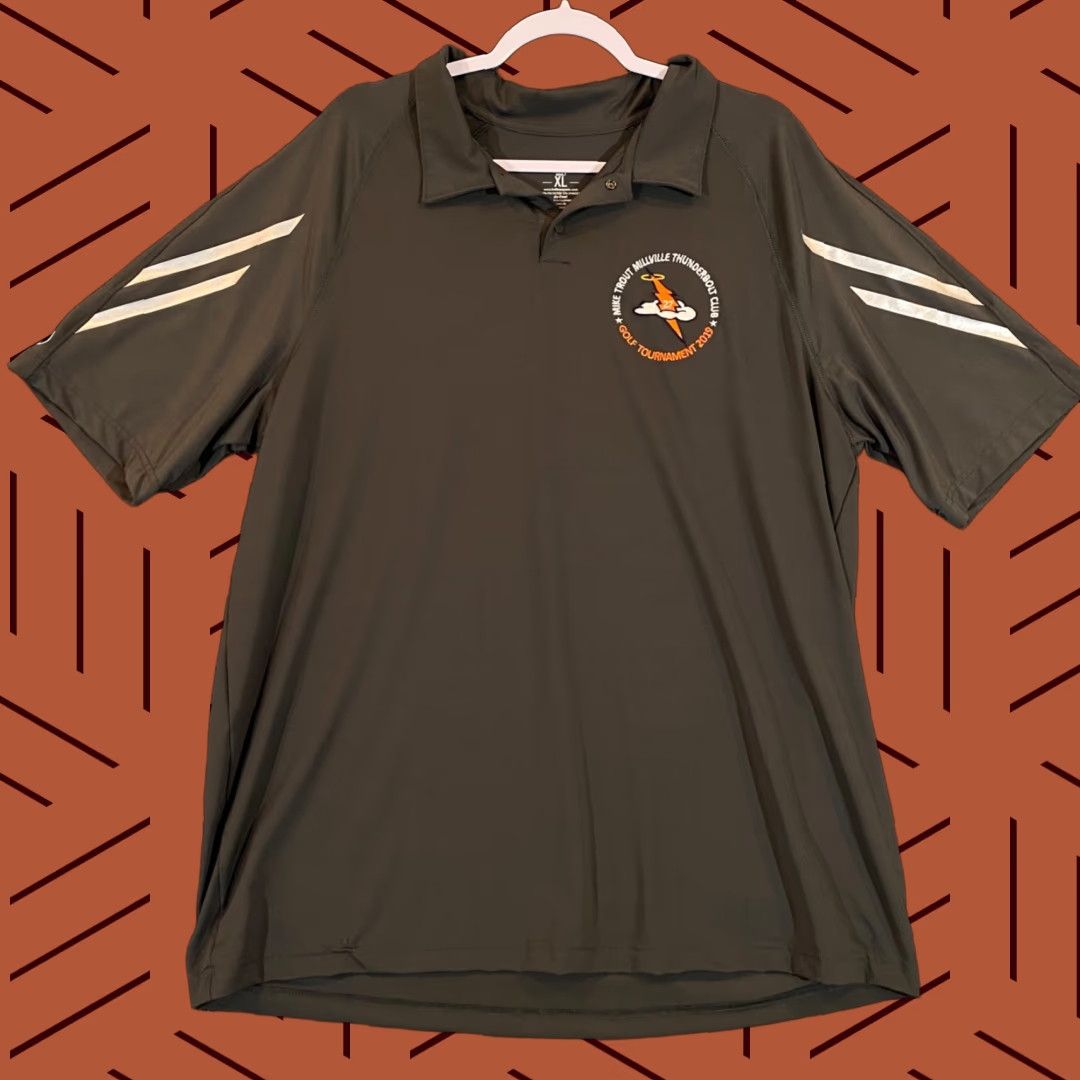 Holloway MIKE TROUT Polo Shirt Mens XL Gray Millersville Thunderbolt Club Golf Tournament Size US XL / EU 56 / 4 - 1 Thumbnail